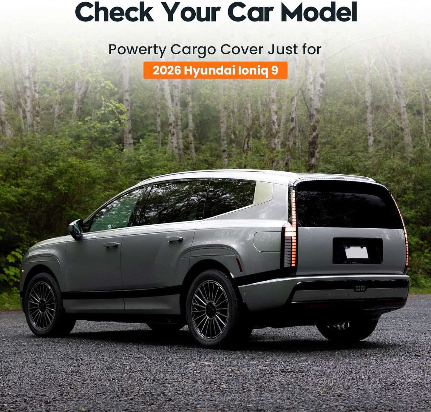 Cargo Cover for 2026 Hyundai Ioniq 9 Accessories, Carbon Fiber Trunk Cover Retractable, Black