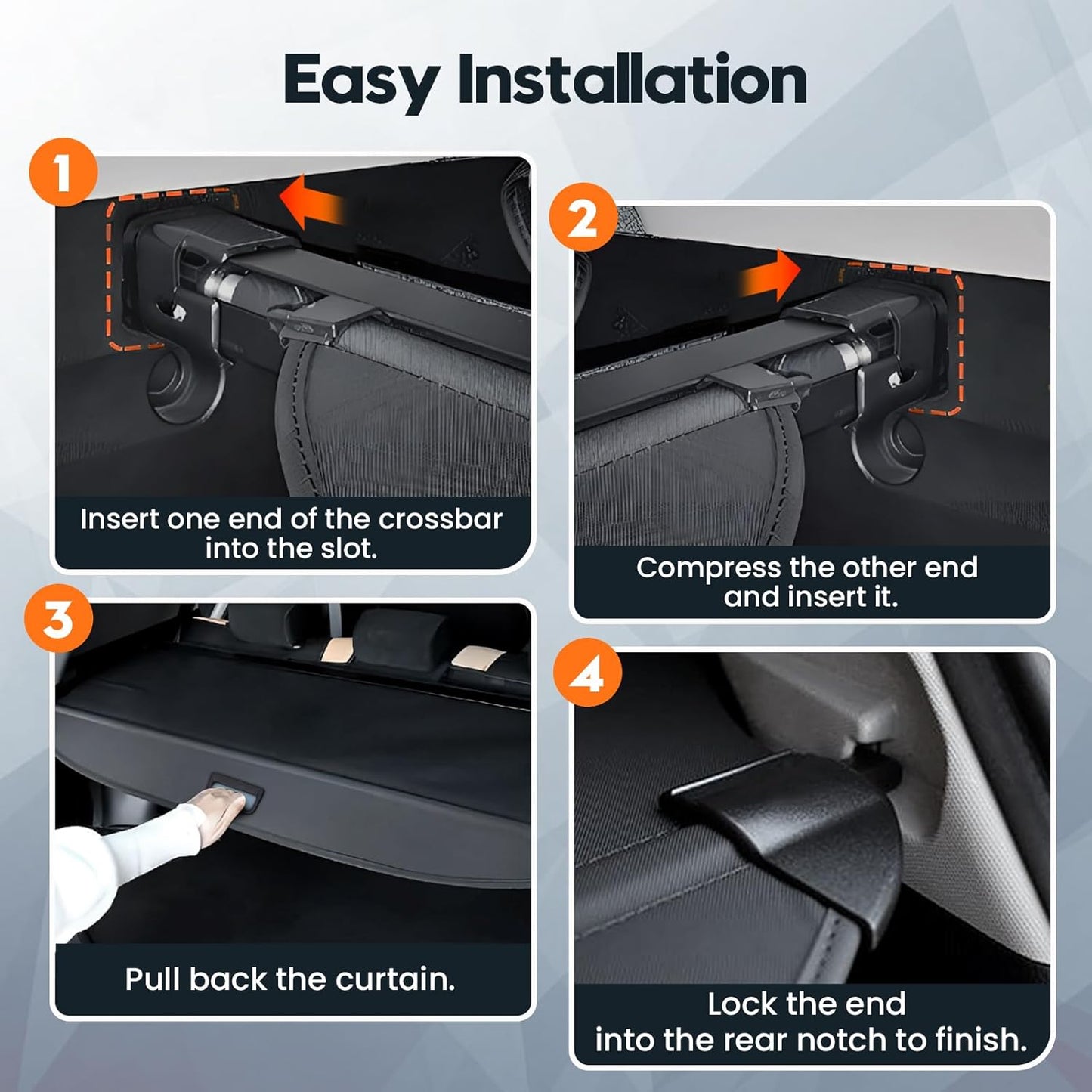 Cargo Cover for 2026 Hyundai Ioniq 9 Accessories, Carbon Fiber Trunk Cover Retractable, Black