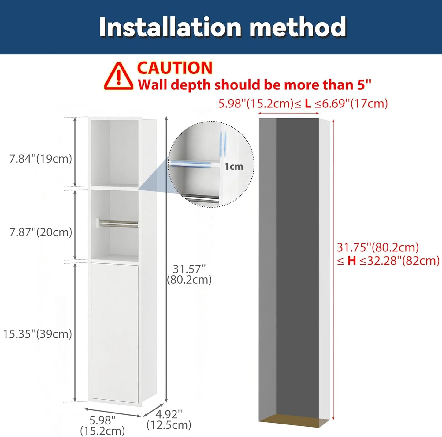 Recessed Toilet Paper Holder Brushed Nickel with 3 Storage White Stainless Steel, for Toiletries Toilet Brush, Paper Holder