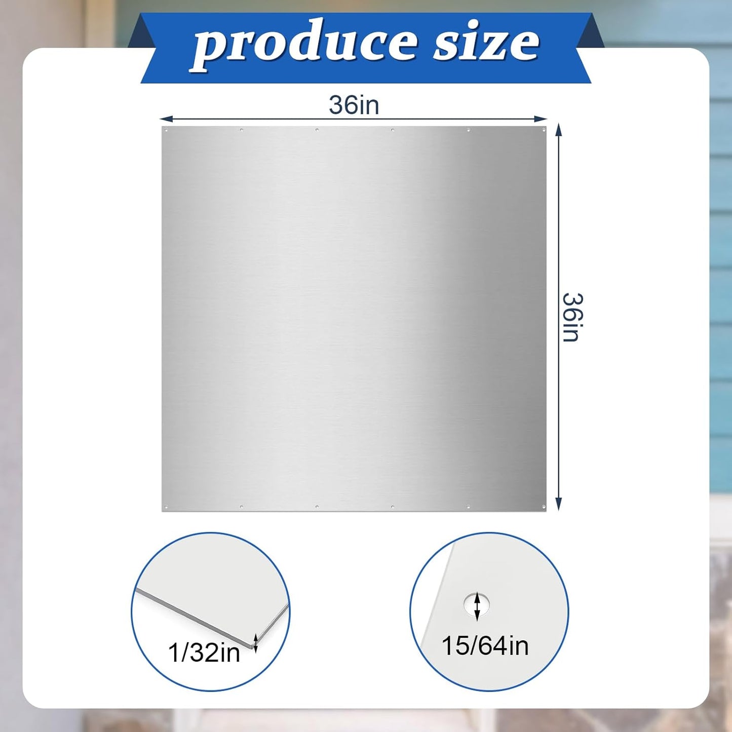 36in x 36in Stainless Steel Commercial Door Kickplate, Anti-Scratch Protection for Wood & Metal Doors