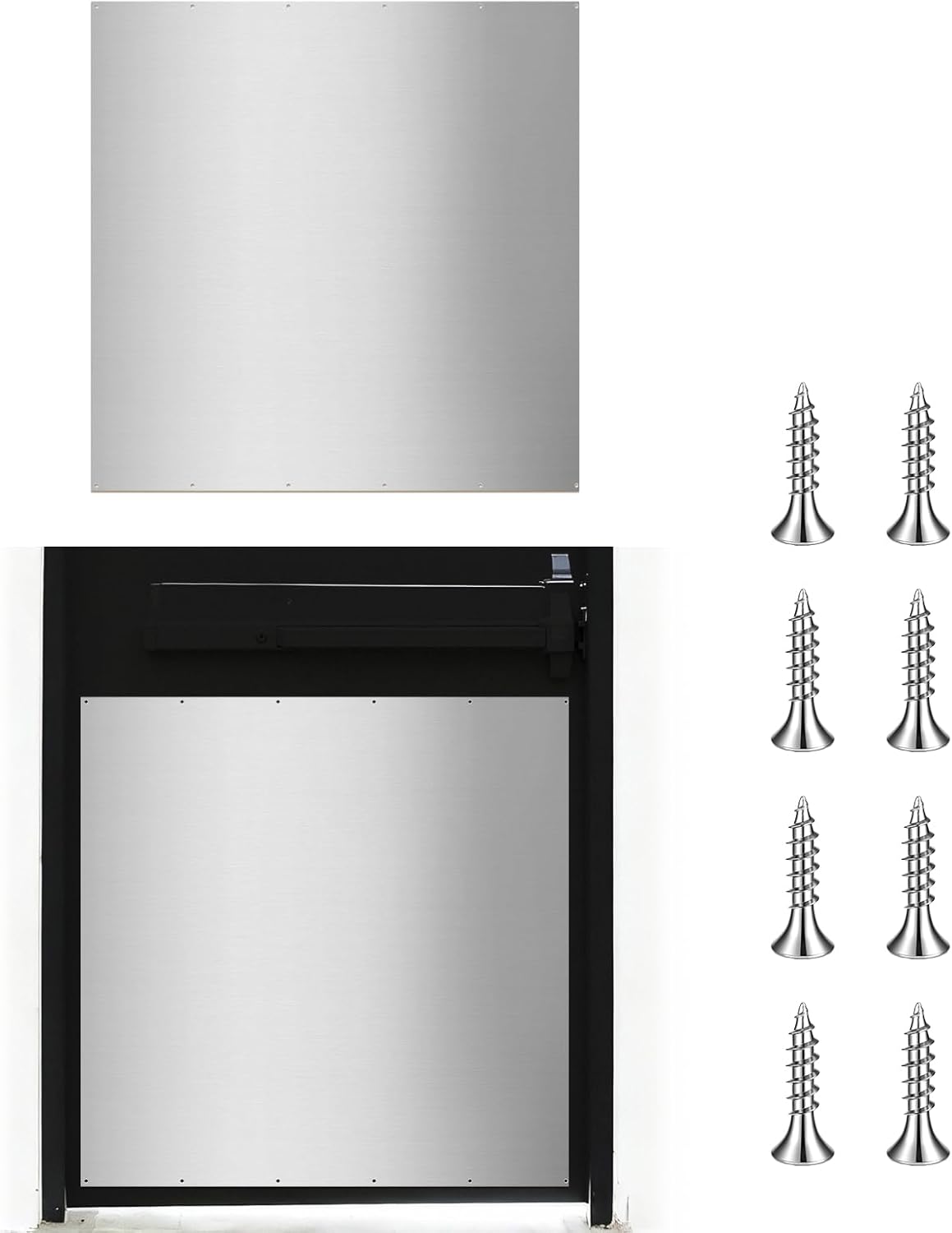 36in x 36in Stainless Steel Commercial Door Kickplate, Anti-Scratch Protection for Wood & Metal Doors