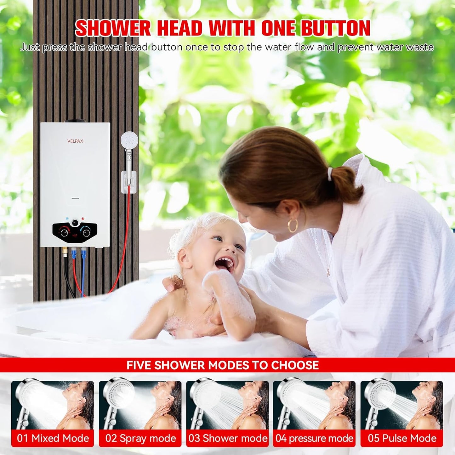 Tankless Water Heater Propane,2.64GPM 10L Outdoor, with 2 GPM Water Pump, Digital Display Multi-Protection