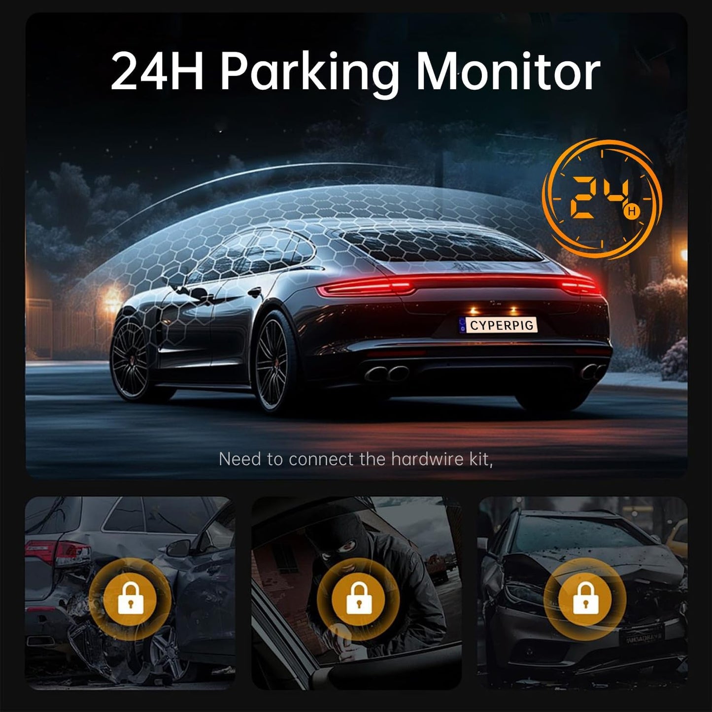 Dash Cam Front Rear, 4K/2K Full HD Dash Camera for Cars, Included 64GB Card, Night Vision, Wide Angle, Parking Mode