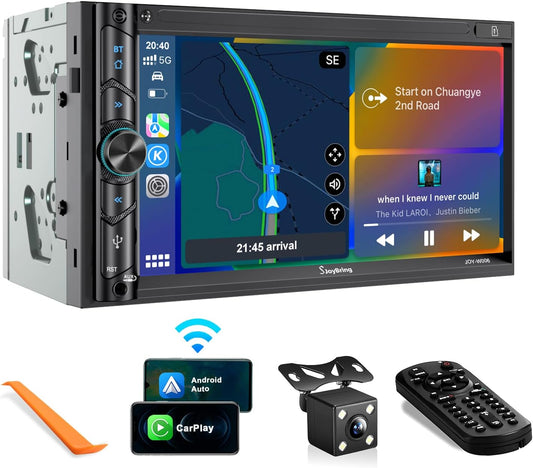 Double Din Car Stereo with Bluetooth, 240W 4.2CHN, 7' Touchscreen, SWC Car Radio