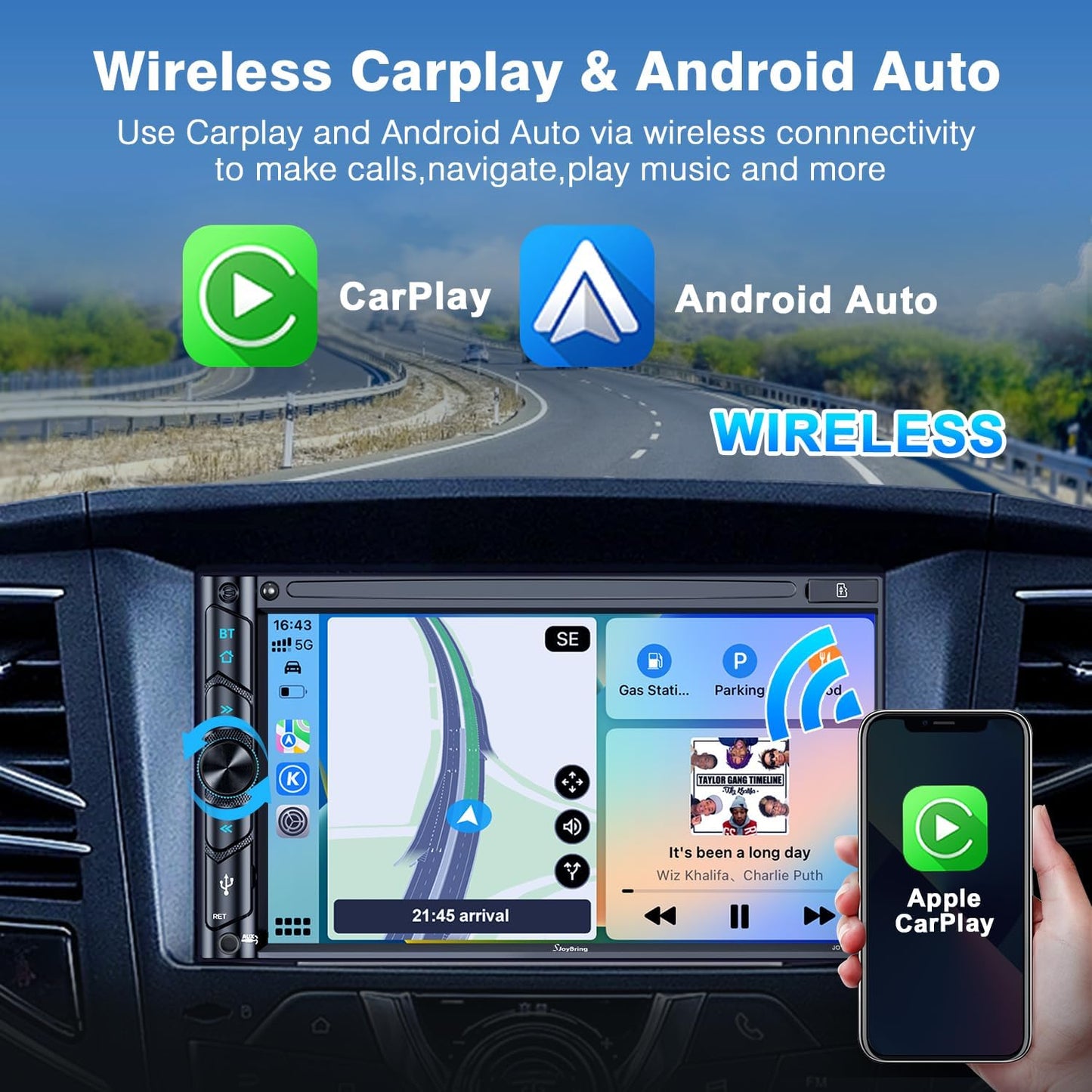 Double Din Car Stereo with Bluetooth, 240W 4.2CHN, 7' Touchscreen, SWC Car Radio