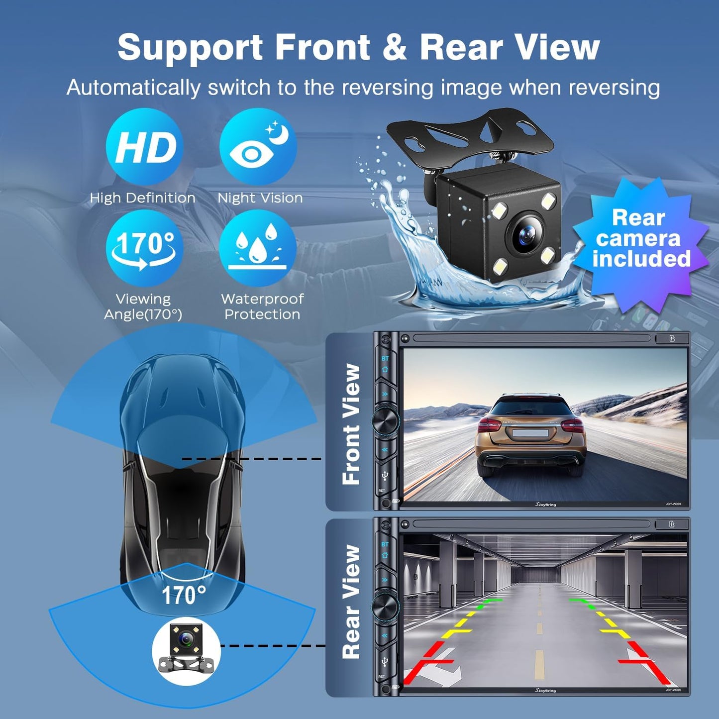 Double Din Car Stereo with Bluetooth, 240W 4.2CHN, 7' Touchscreen, SWC Car Radio
