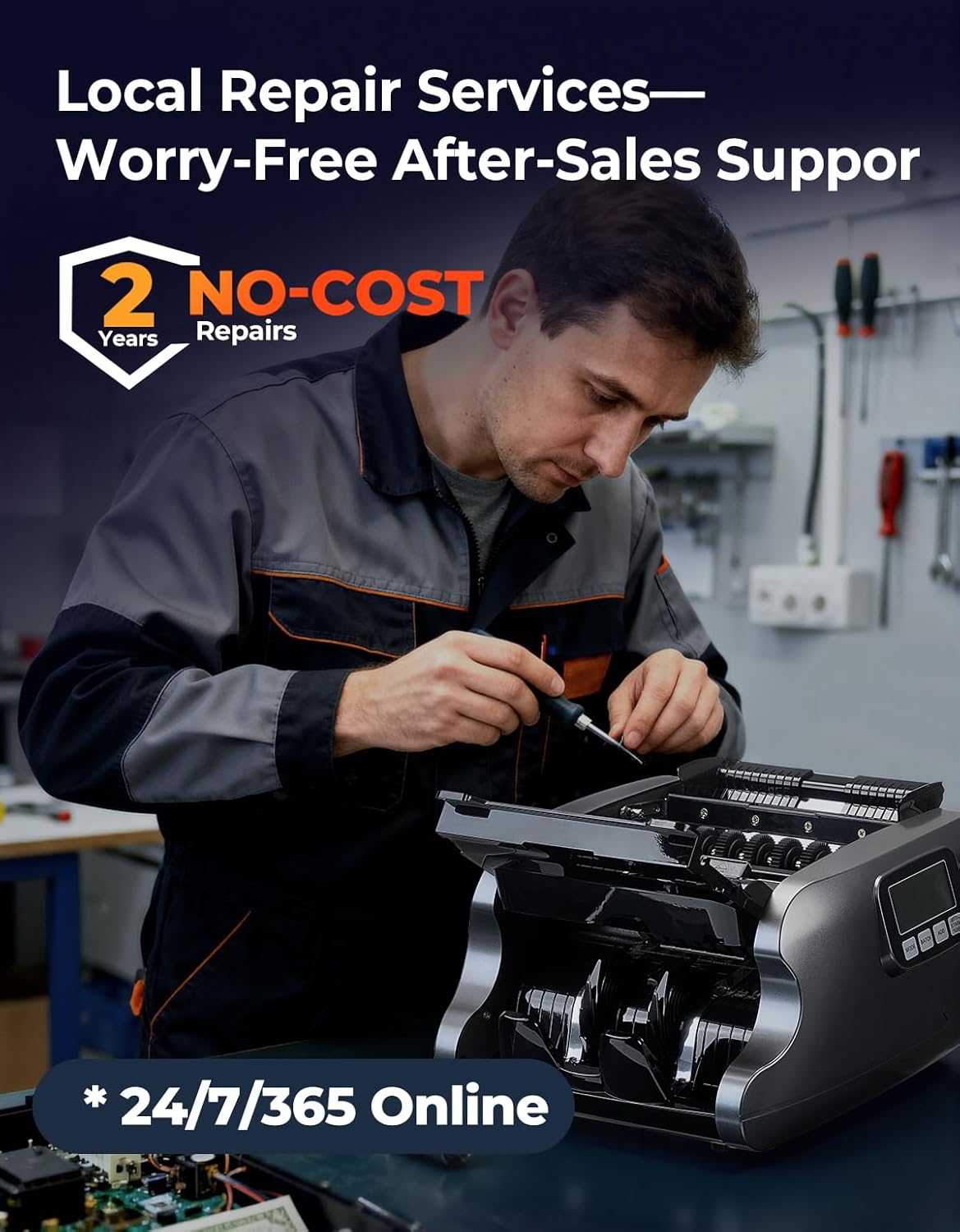 Money Counter Machine Mixed Denomination, Dual-Display, CIS/UV/IR/MG Counterfeit Detection Bill Counter, (Black)