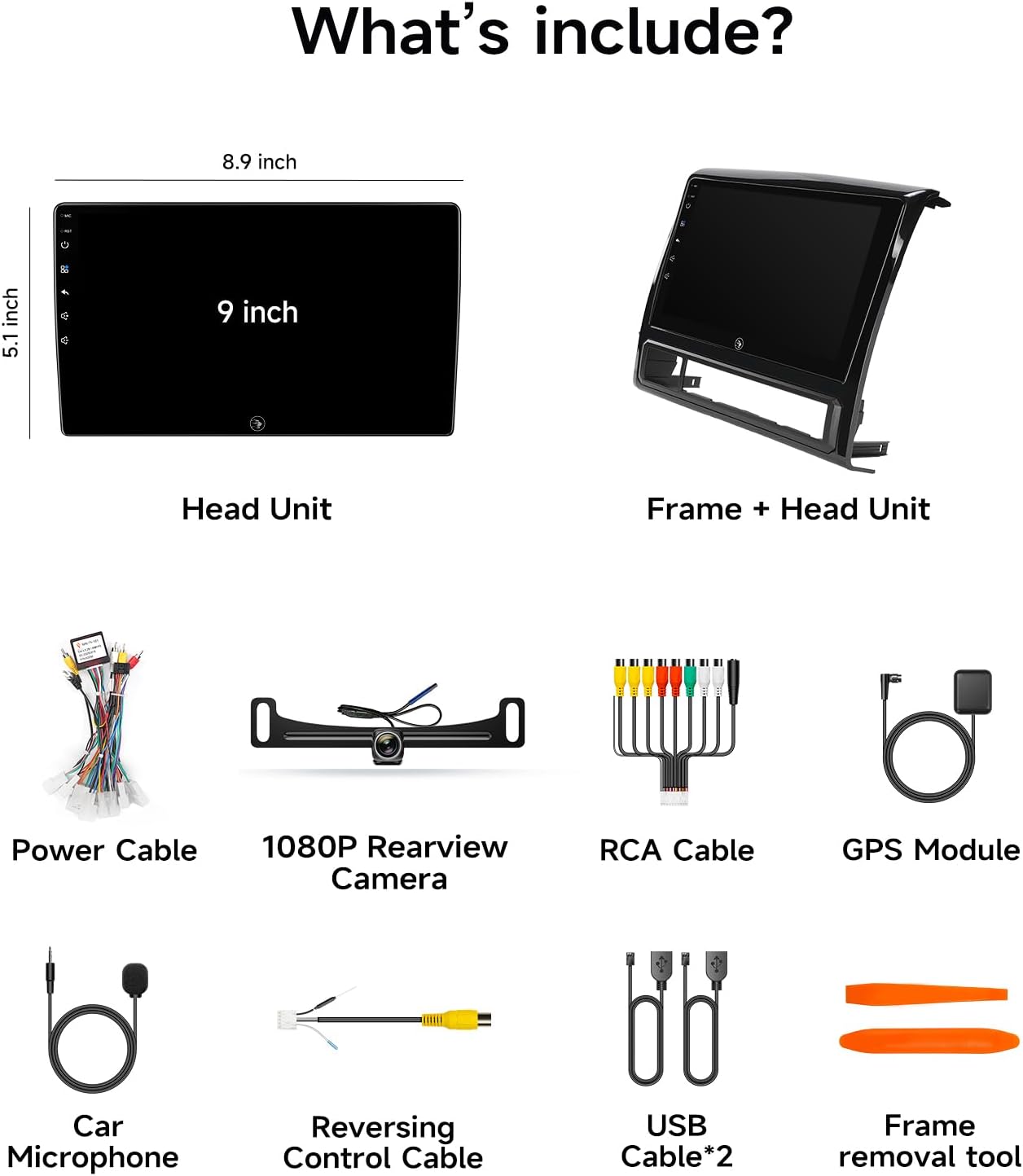 9' Car Radio Stereo for Toyota Tacoma 2005-2015 - Wireless CarPlay & Android Auto,  Touch Screen, Backup Camera