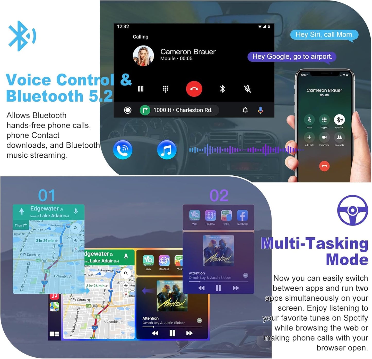 Car Radio for Honda Accord 2003-2007, 10.1 Inch Touch Screen Support Wireless CarPlay & Android Auto