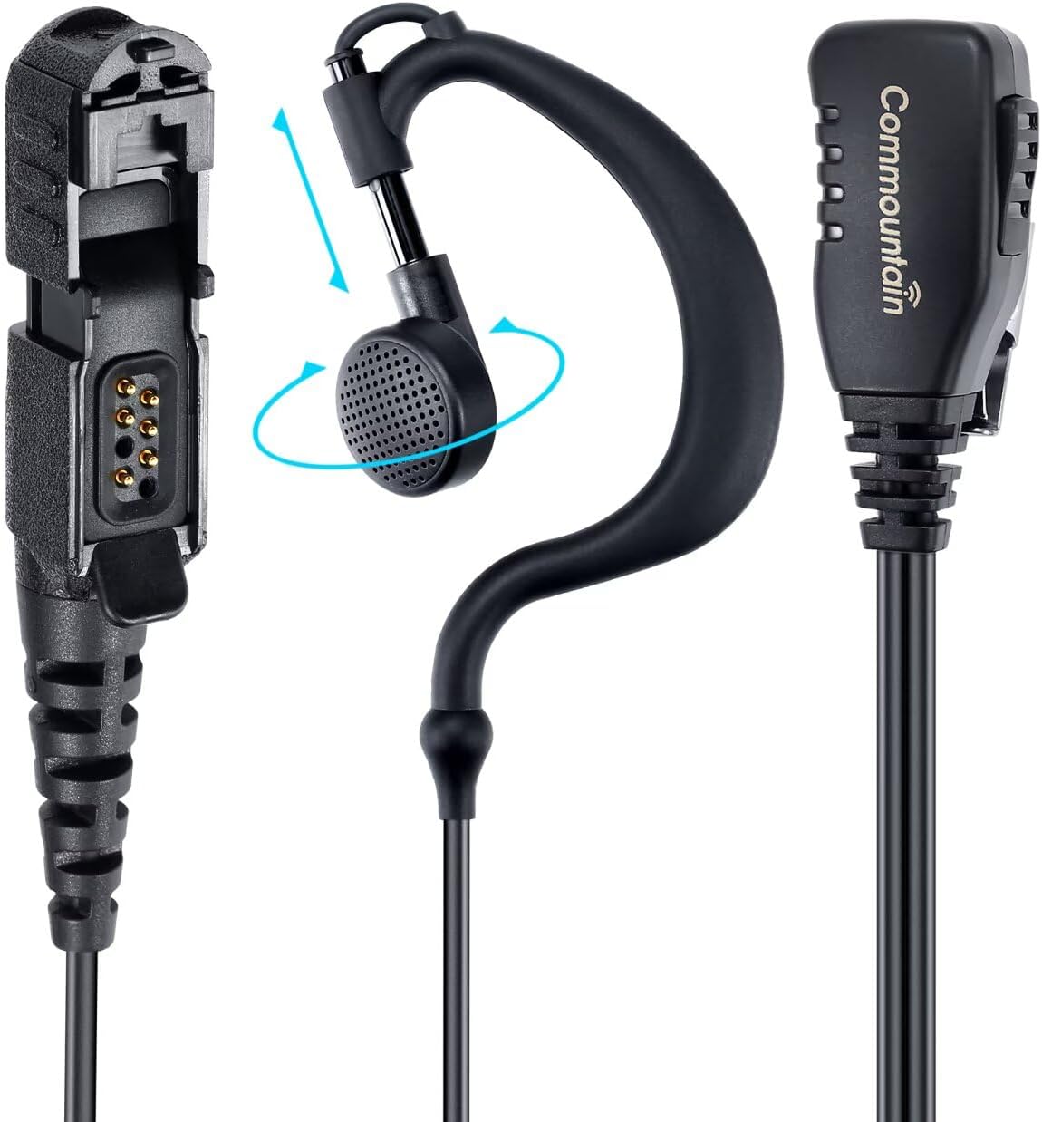 3500e XPR 3300e Earpiece with Mic Compatible for Radios, G Shape Headset with PTT Microphone, Fit Left or Right Ear