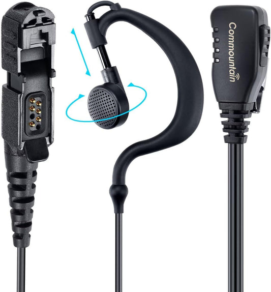 3500e XPR 3300e Earpiece with Mic Compatible for Radios, G Shape Headset with PTT Microphone, Fit Left or Right Ear