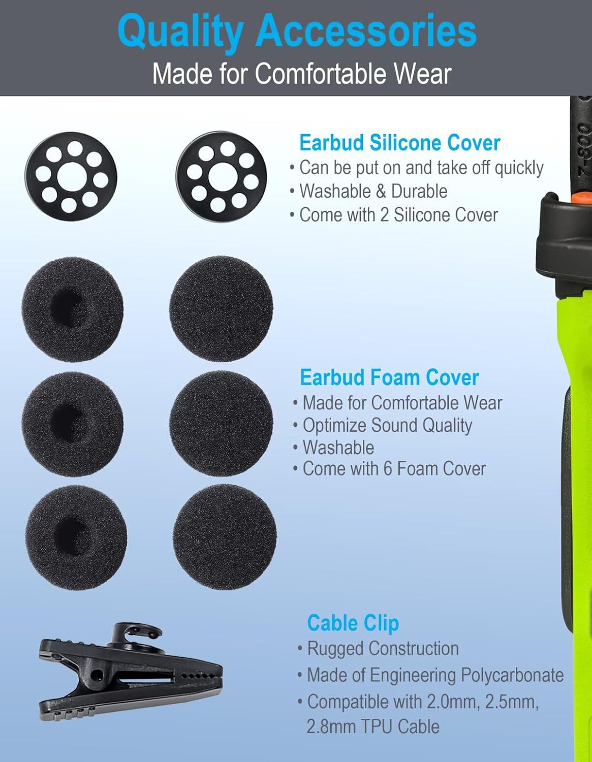 3500e XPR 3300e Earpiece with Mic Compatible for Radios, G Shape Headset with PTT Microphone, Fit Left or Right Ear