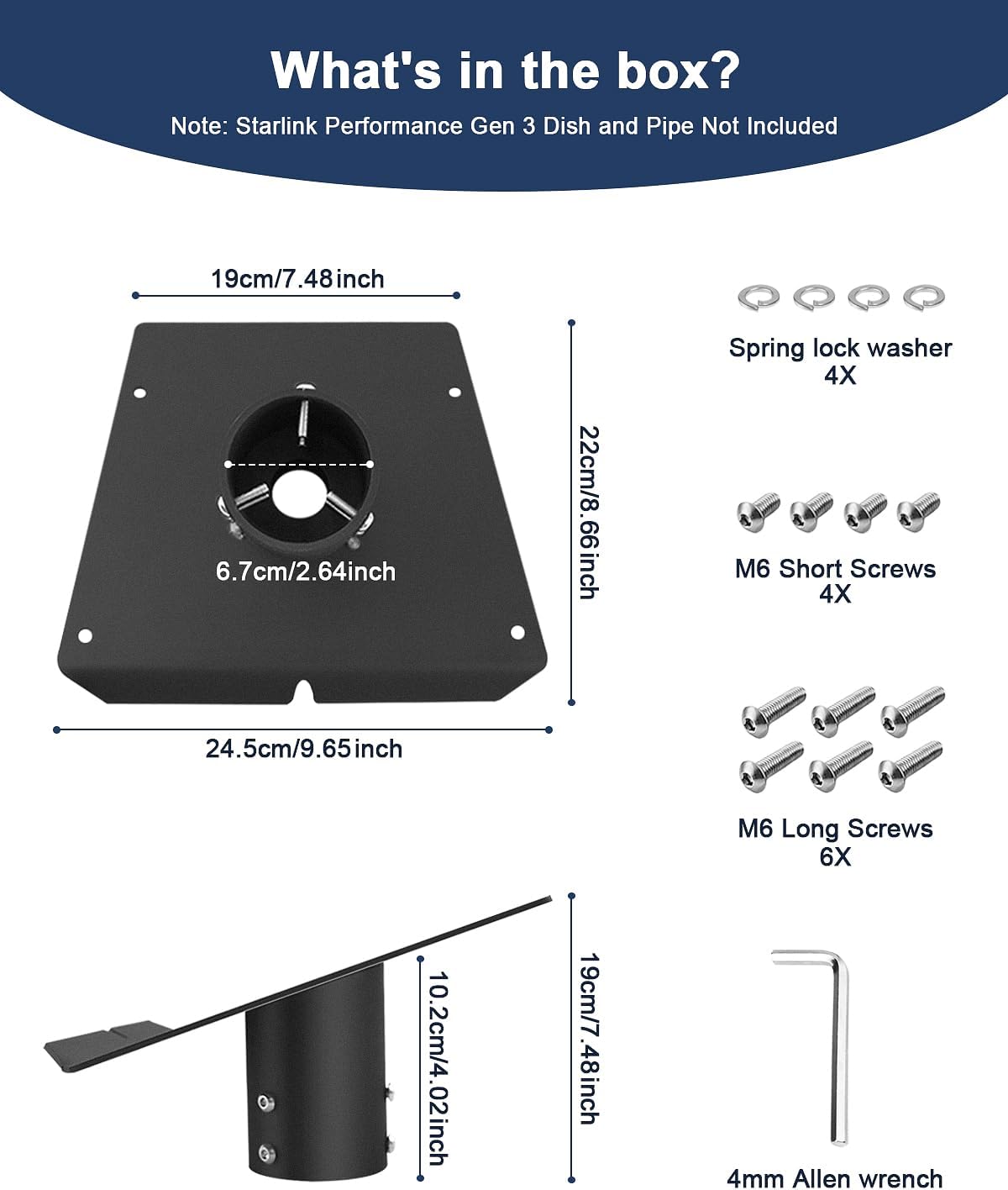 70mm Deep Socket, UV & Peel-Resistant Coating, Quick Install, Compatible with Starlink Performance Gen 3 Dish