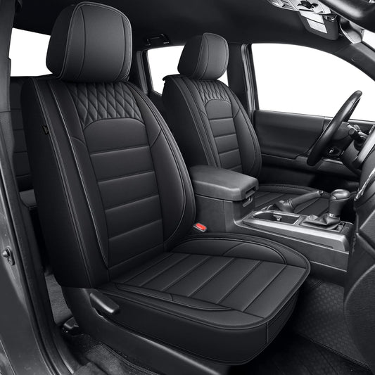 Toyota Tacoma 2024 2025 Faux Leather Seat Covers for Trucks Waterproof Car Cushion Protectors Black (Vine)
