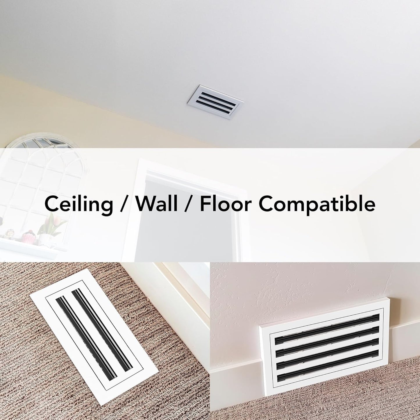 16x12 Modern Design AC Grille, Aluminum White,  Air Vent, Linear Slot Diffuser, Register Grille for Heating and Cooling