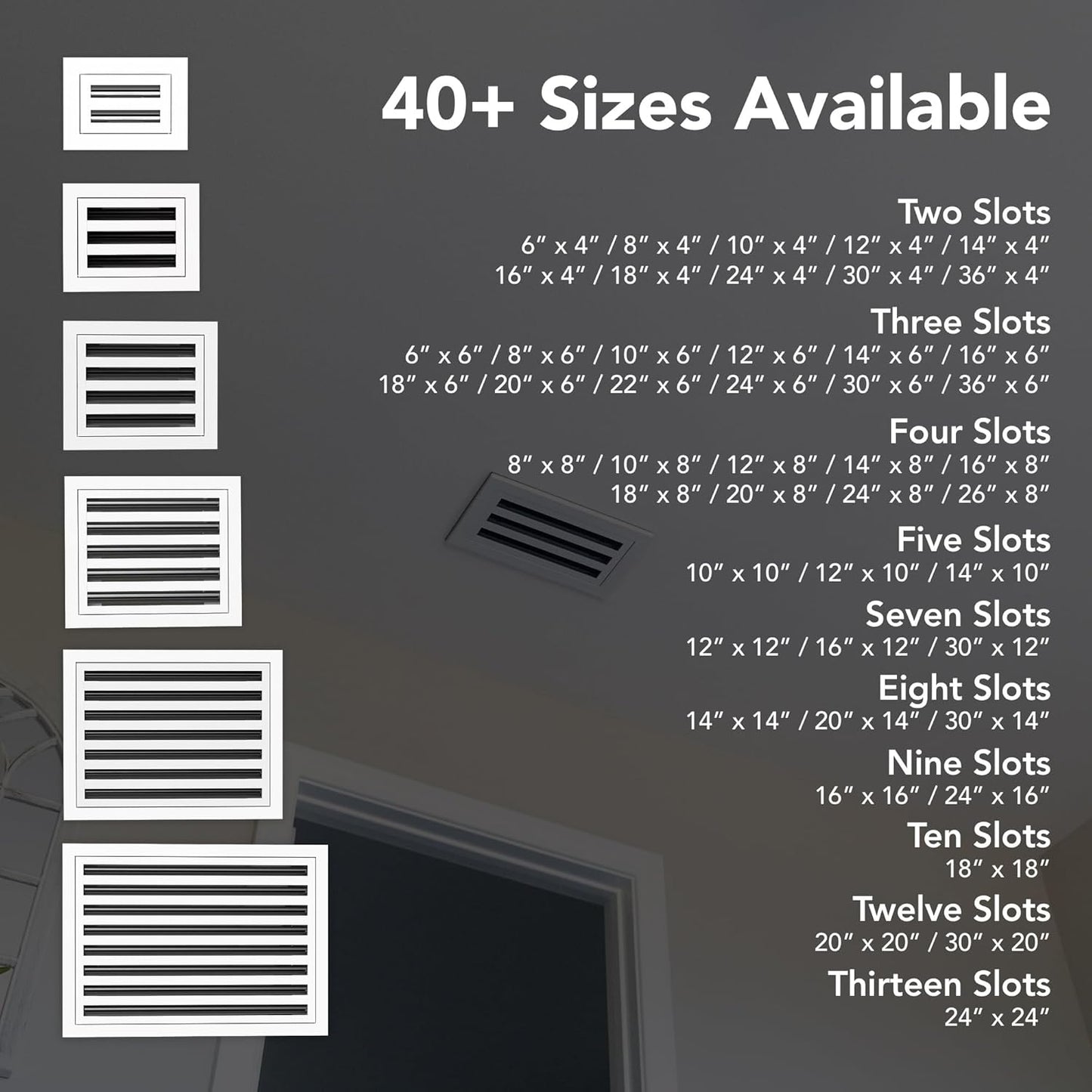 16x12 Modern Design AC Grille, Aluminum White,  Air Vent, Linear Slot Diffuser, Register Grille for Heating and Cooling