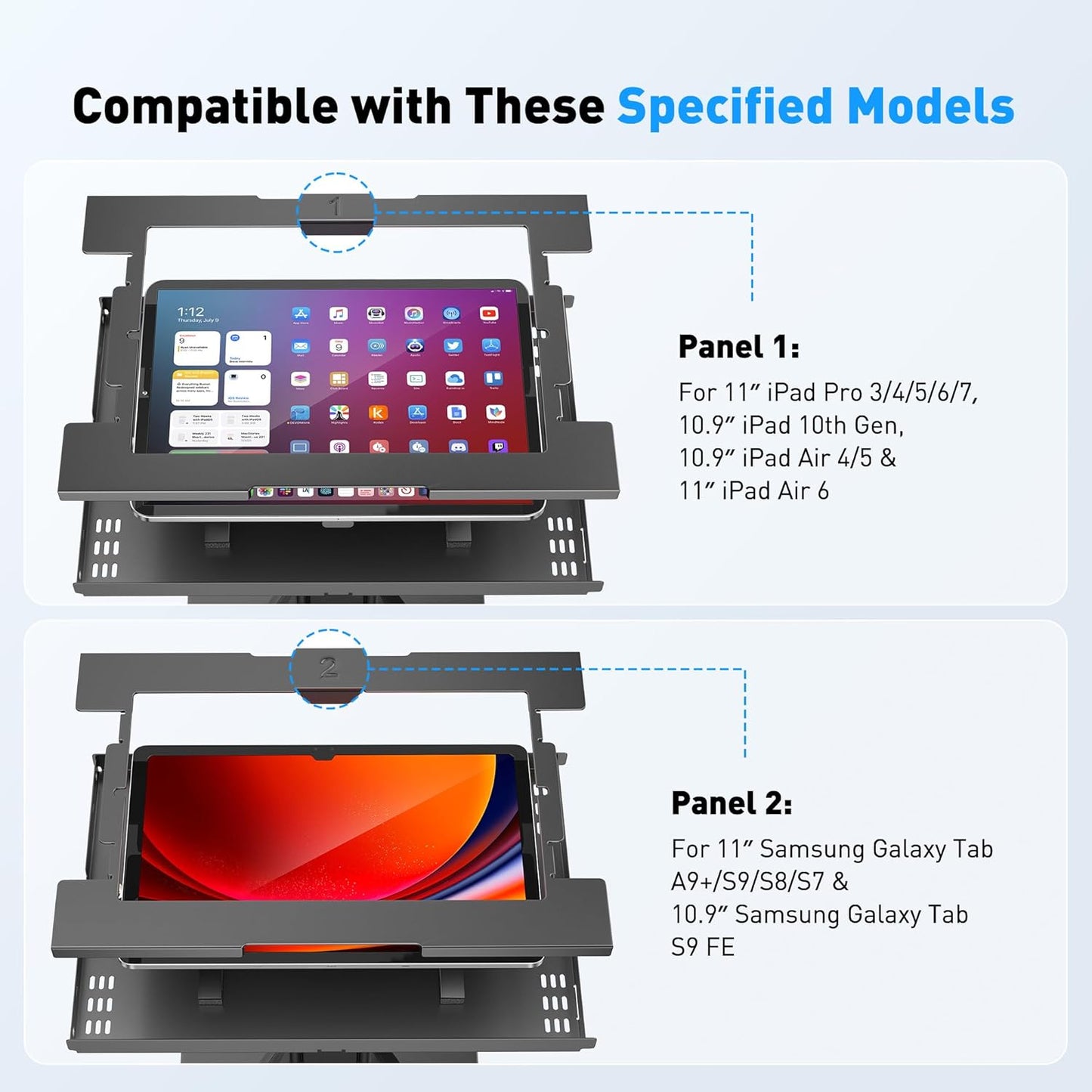 Robust Security Kiosk POS Tablet Stand, Height Adjustable Tablet Floor Stand w/Lock and Key Mechanism