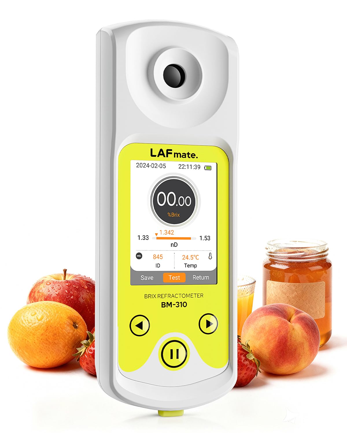 3-in-1 Digital Refractometer with ATC for Wine Making, Home Brewing, Rechargeable 0-95% Brix Meter for Coffee, Juice, Honey, Maple Syrup