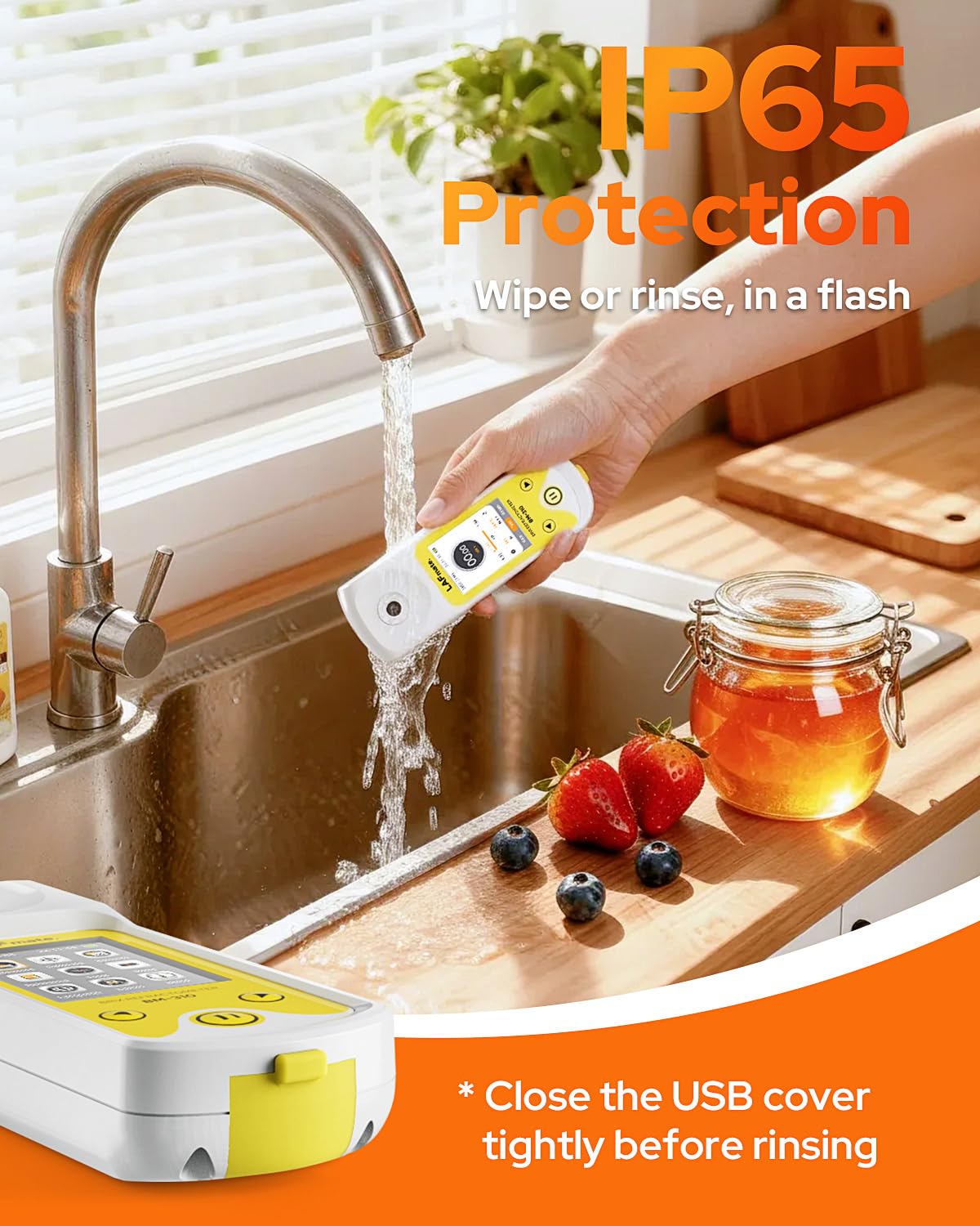 3-in-1 Digital Refractometer with ATC for Wine Making, Home Brewing, Brix Meter for Coffee, Juice, Honey, Maple Syrup