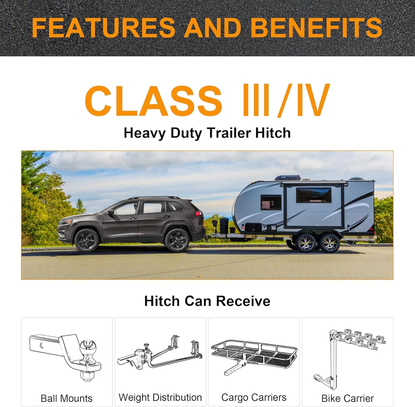 Xtra Duty Class 5 Trailer Hitch, Compatible with 1996-2026 Chevrolet Express, GMC Savana 1500/2500