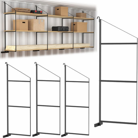 3-Tier Shipping Container Accessories Shelving Brackets, 4 Pack, Holds up to 1100 lbs, Drill-Free