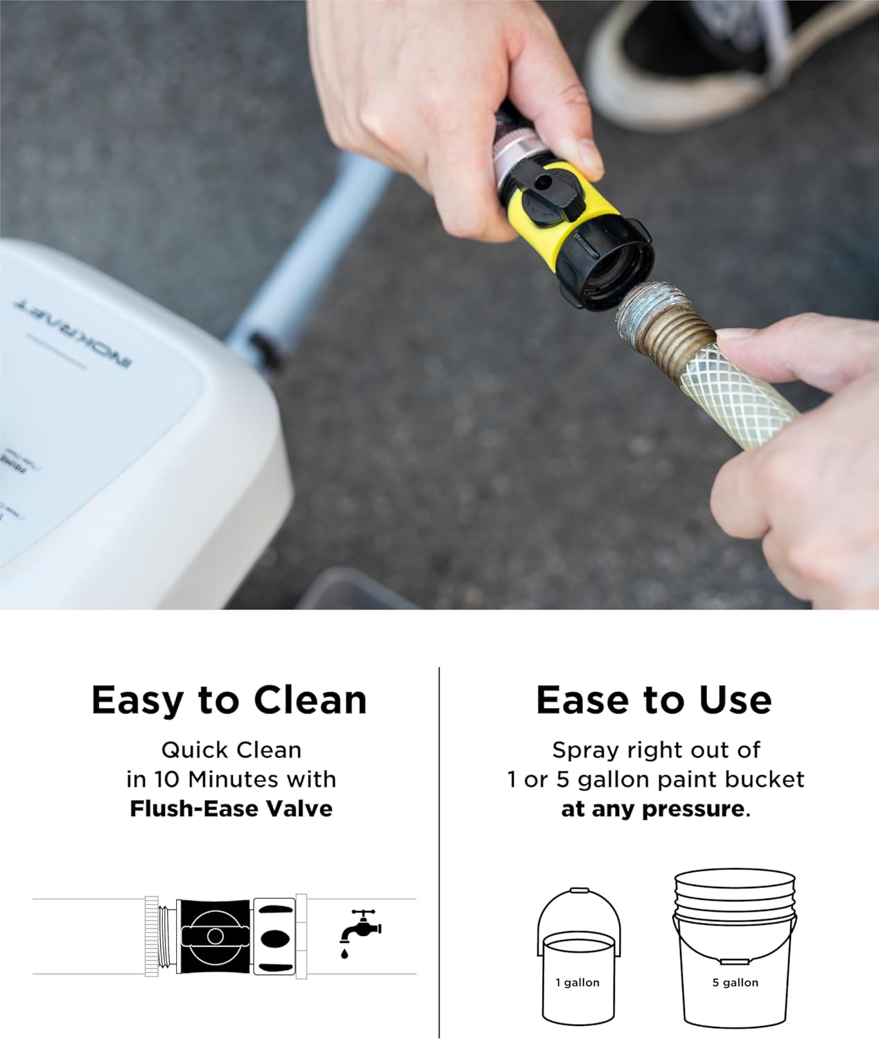 Airless Paint Sprayer, One-Button Control Design, Highly Efficient Thinning-Free Minimal Overspray for Up to 5 Gallon
