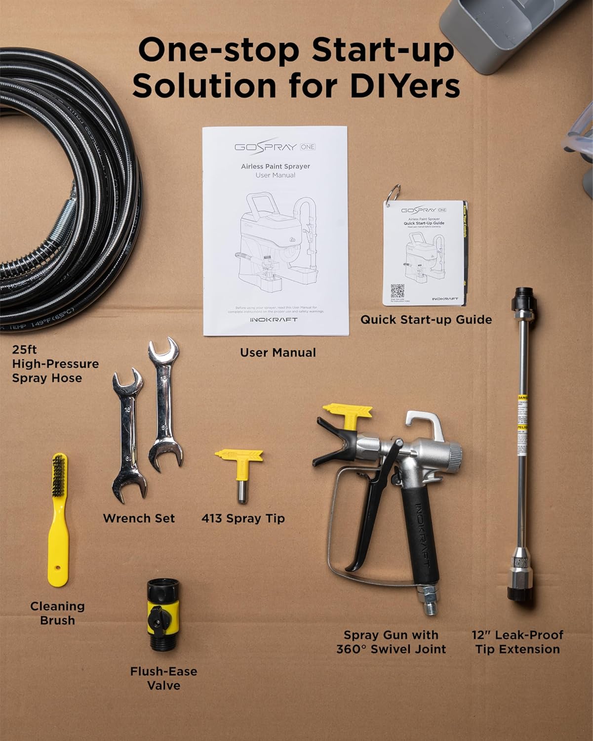 Airless Paint Sprayer, One-Button Control Design, Highly Efficient Thinning-Free Minimal Overspray for Up to 5 Gallon