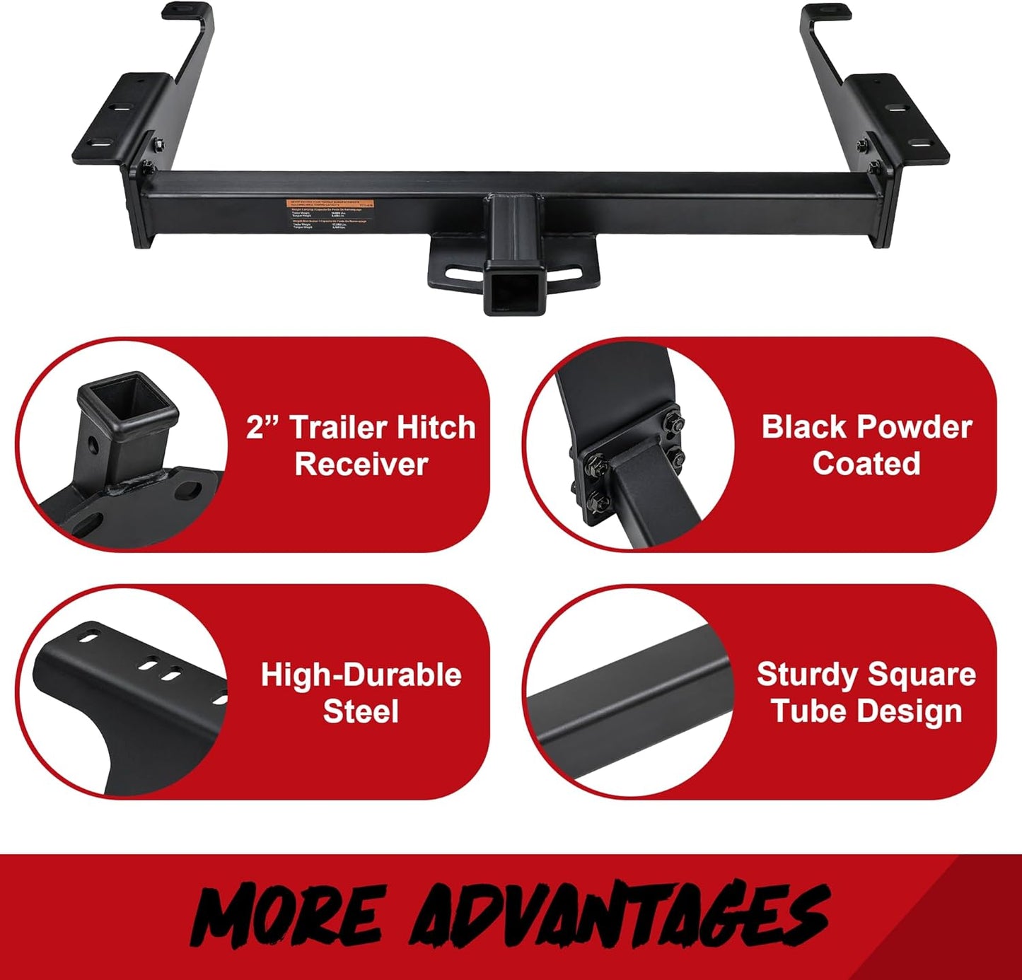 Trailer Hitch Standard 2-Inch Receiver Compatible with 1996-2025 Chevy Express 1500-3500 & GMC Savana 1500-3500