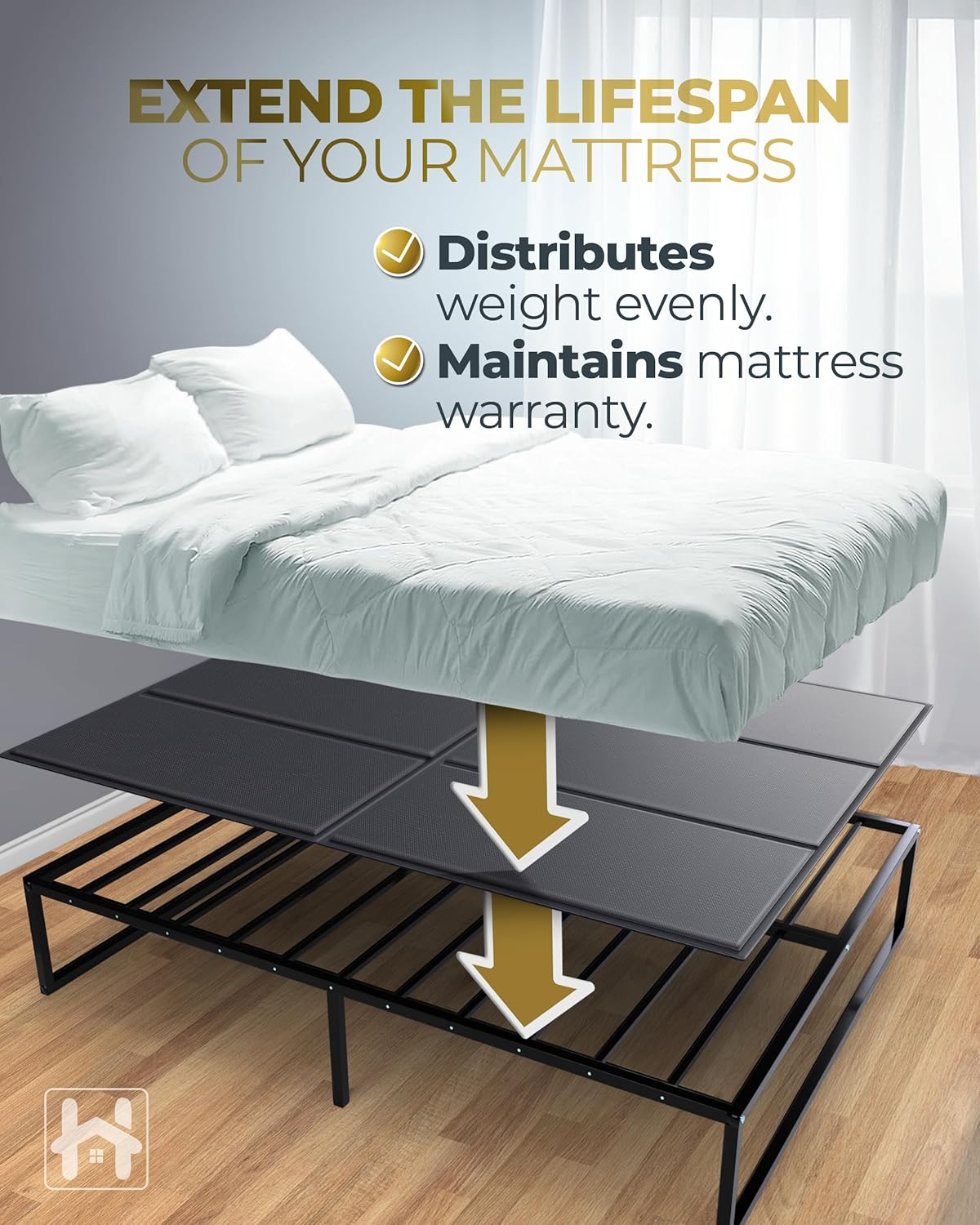 Golden Home Essentials Premium 10mm Queen Size Bunkie Board (60'x 80') Slim Low-Profile Support