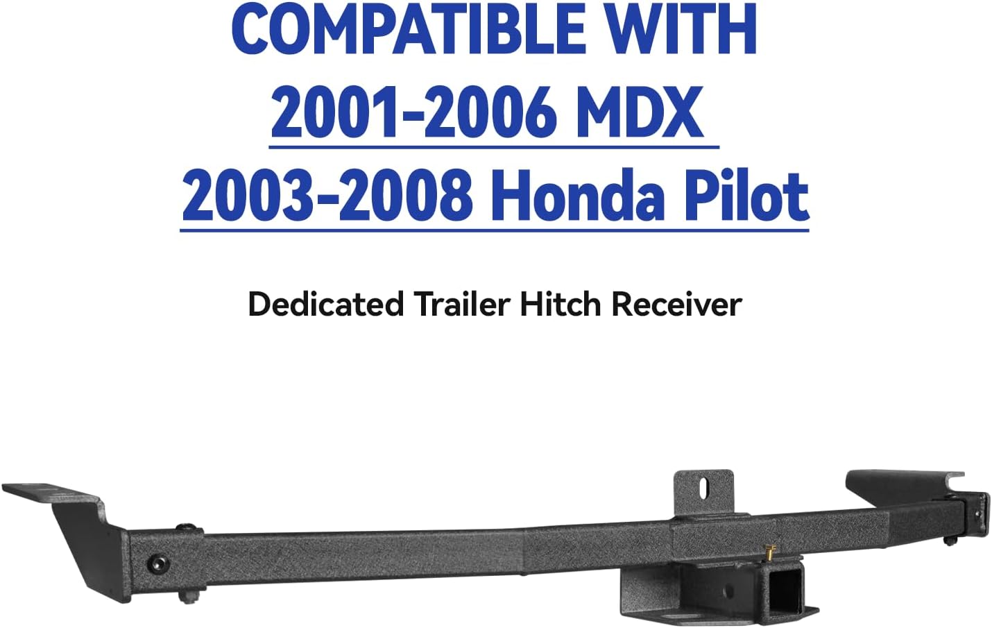 Trailer Hitch Black Steel Compatible with 2001-2006 Acura MDX and 2003-2008 Honda Pilot w/2” Hitch Receiver