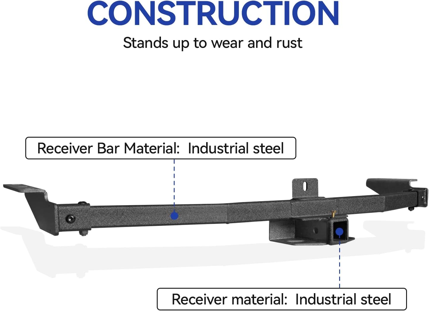 Trailer Hitch Black Steel Compatible with 2001-2006 Acura MDX and 2003-2008 Honda Pilot w/2” Hitch Receiver