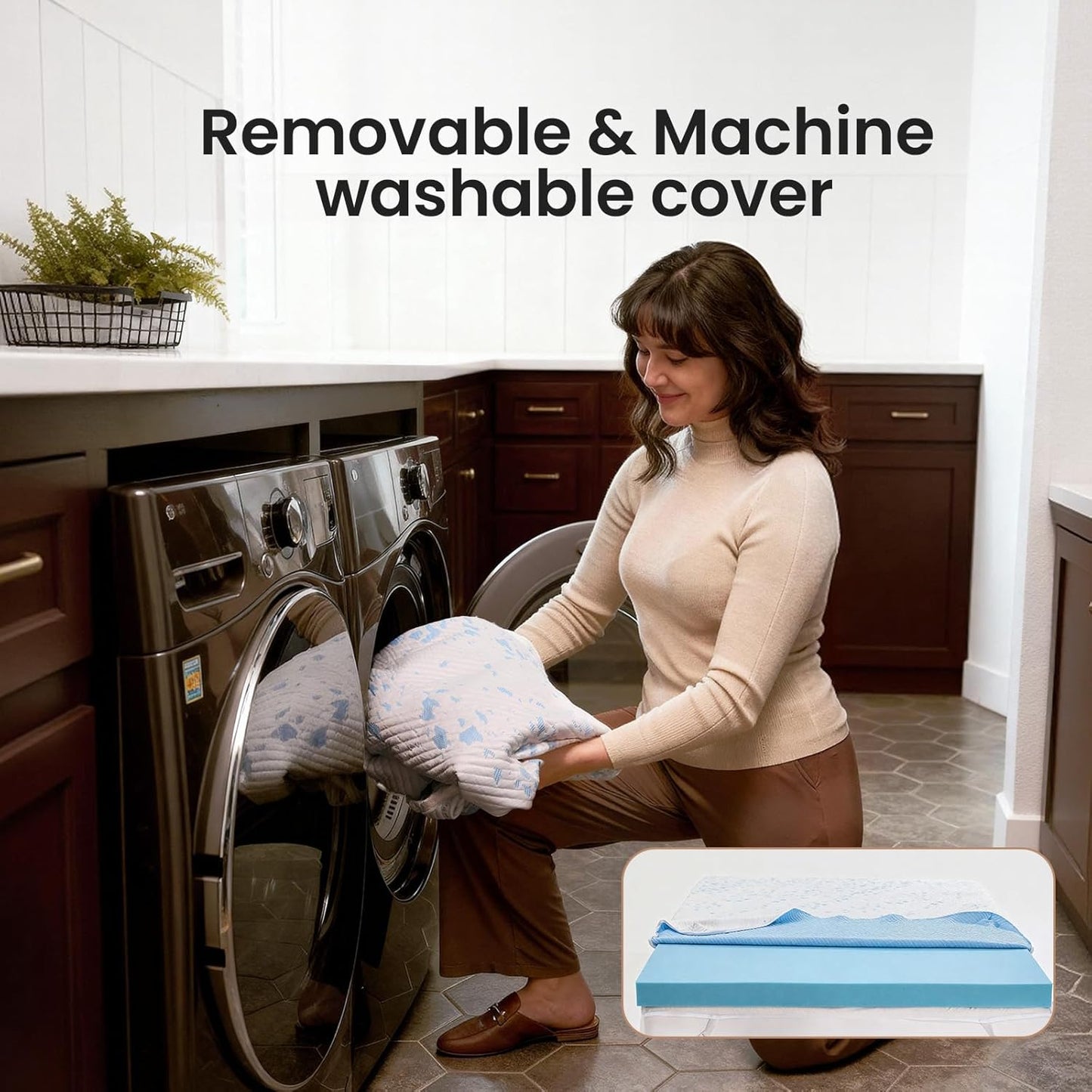 2 Inch Cooling Twin XL Gel Memory Foam Mattress Topper Pad,Soft Washable Bed Cover with Anti-Slip Base,Zipper