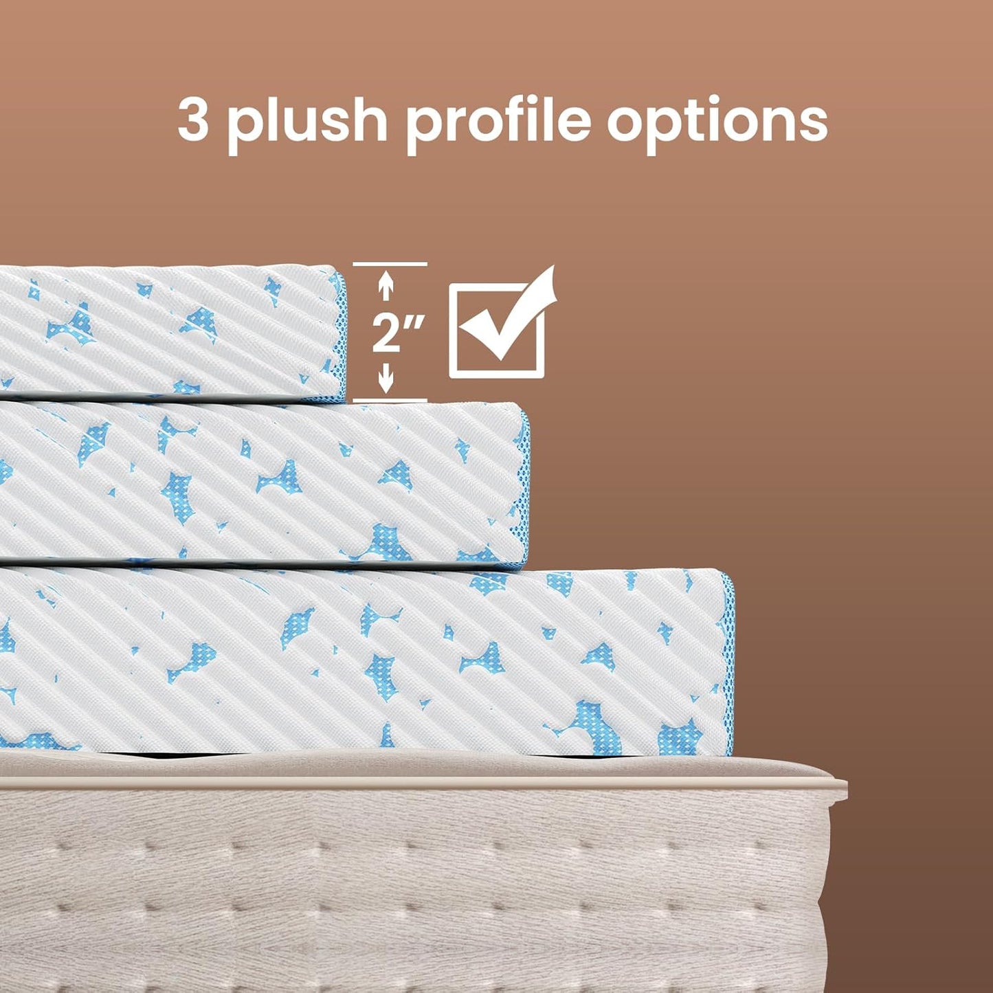 2 Inch Cooling Twin XL Gel Memory Foam Mattress Topper Pad,Soft Washable Bed Cover with Anti-Slip Base,Zipper