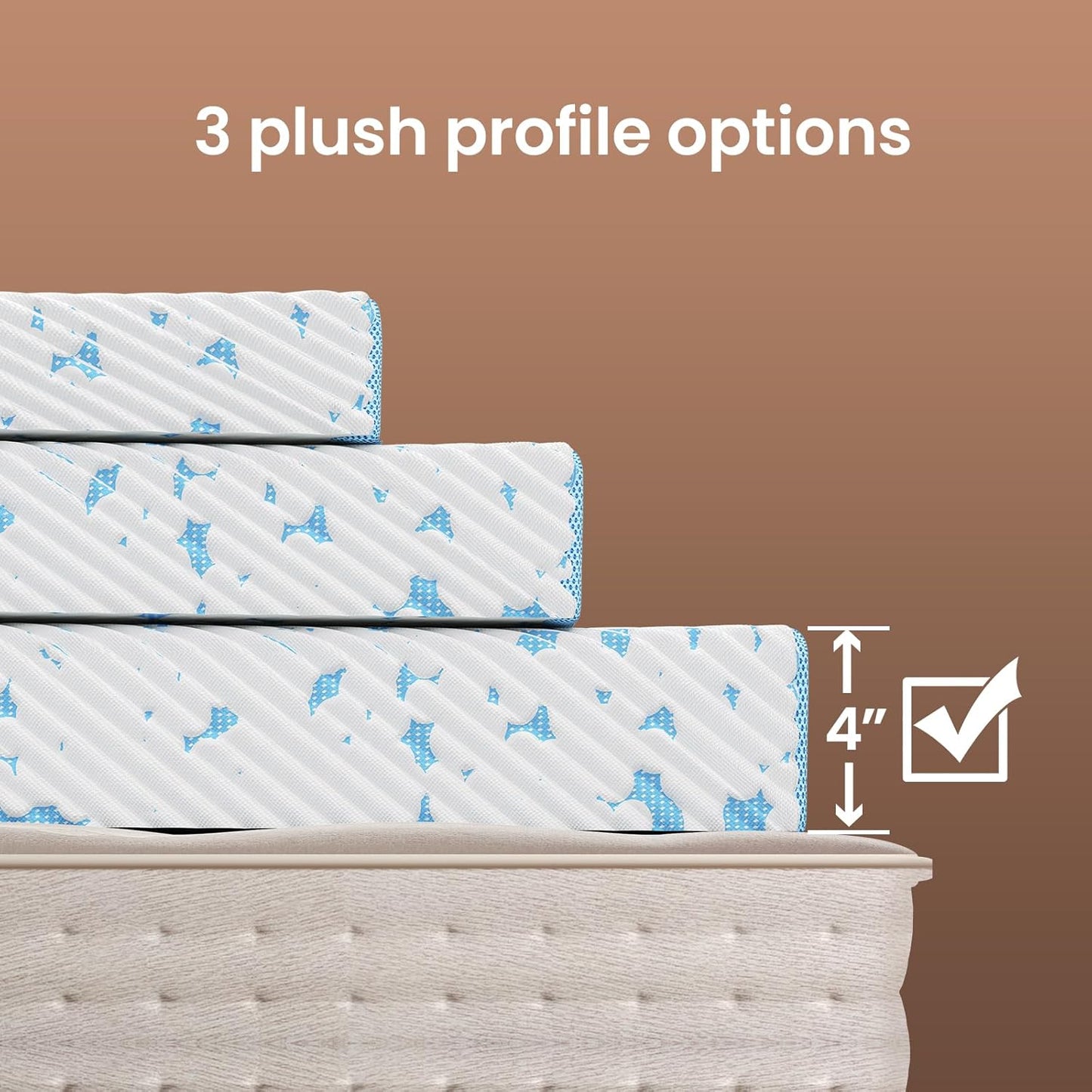 4 Inch Cooling Twin XL Gel Memory Foam Mattress Topper Pad,Soft Washable Bed Cover with Anti-Slip Base,Zipper