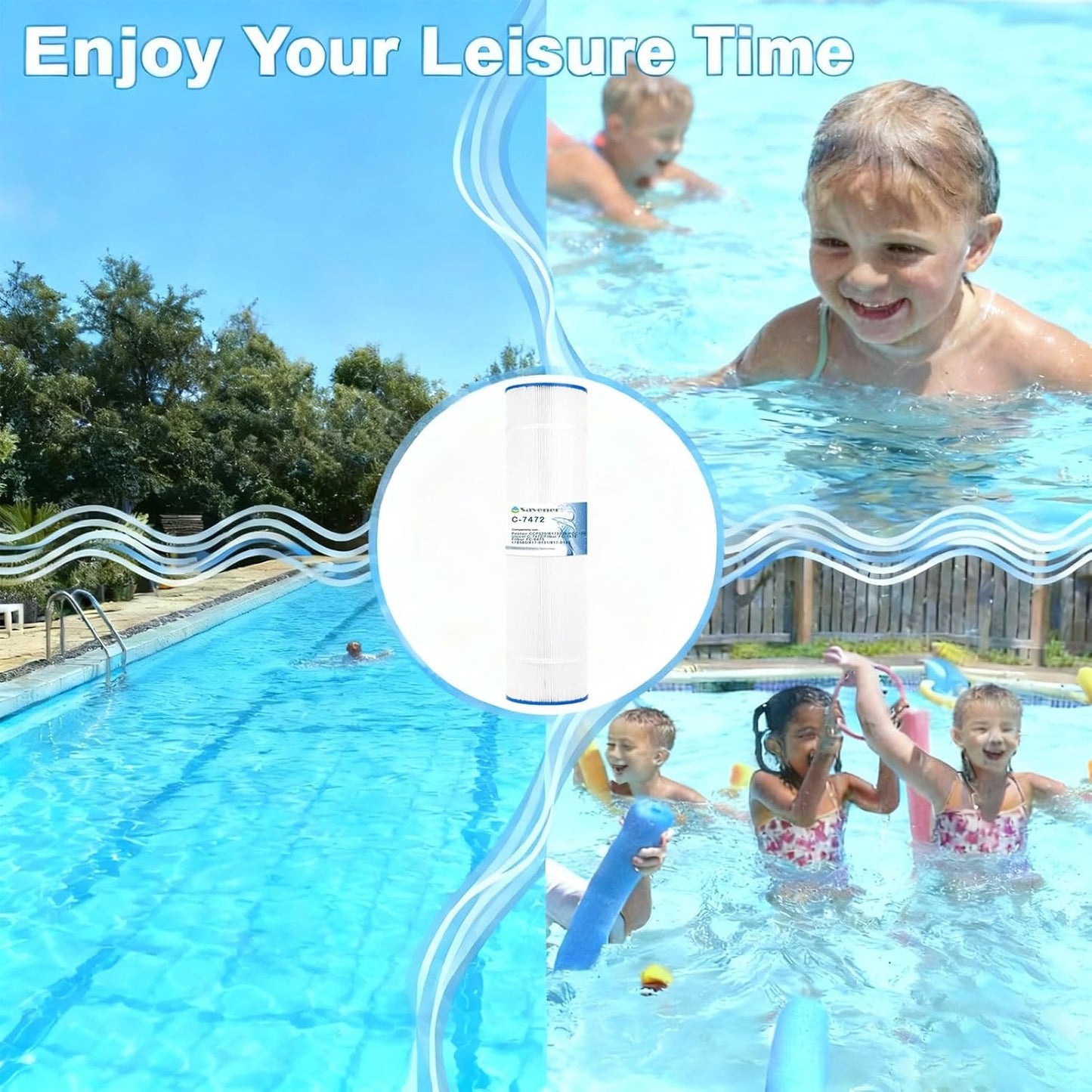 Pool Filter Cartridge, Compatible with Pentair CCP520, R173578, PCC130, 178585, Ultral-A7, 125 Sq. Ft, 4 Pack