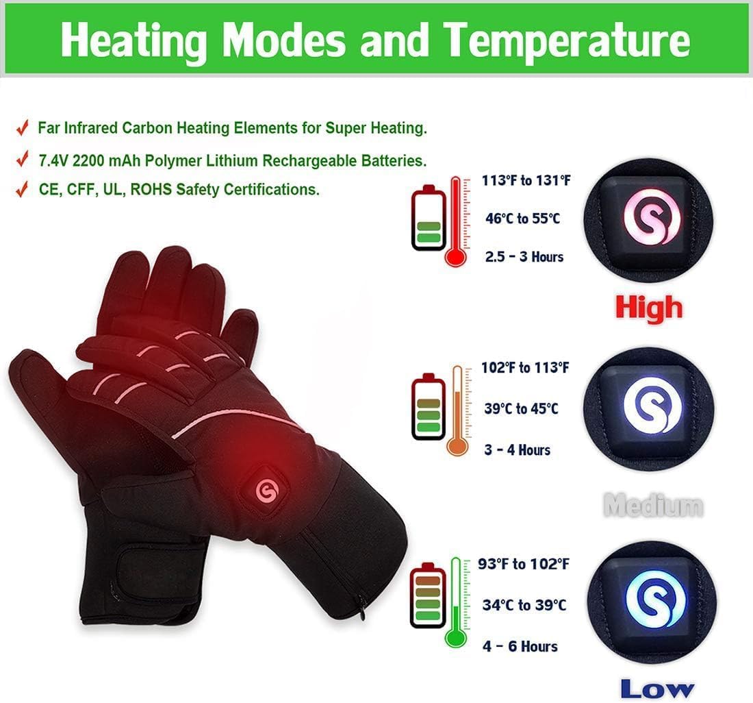 Heated Glove Liners, Touchscreen Riding Skiing, Rechargeable Battery Hand Warmer, for Women