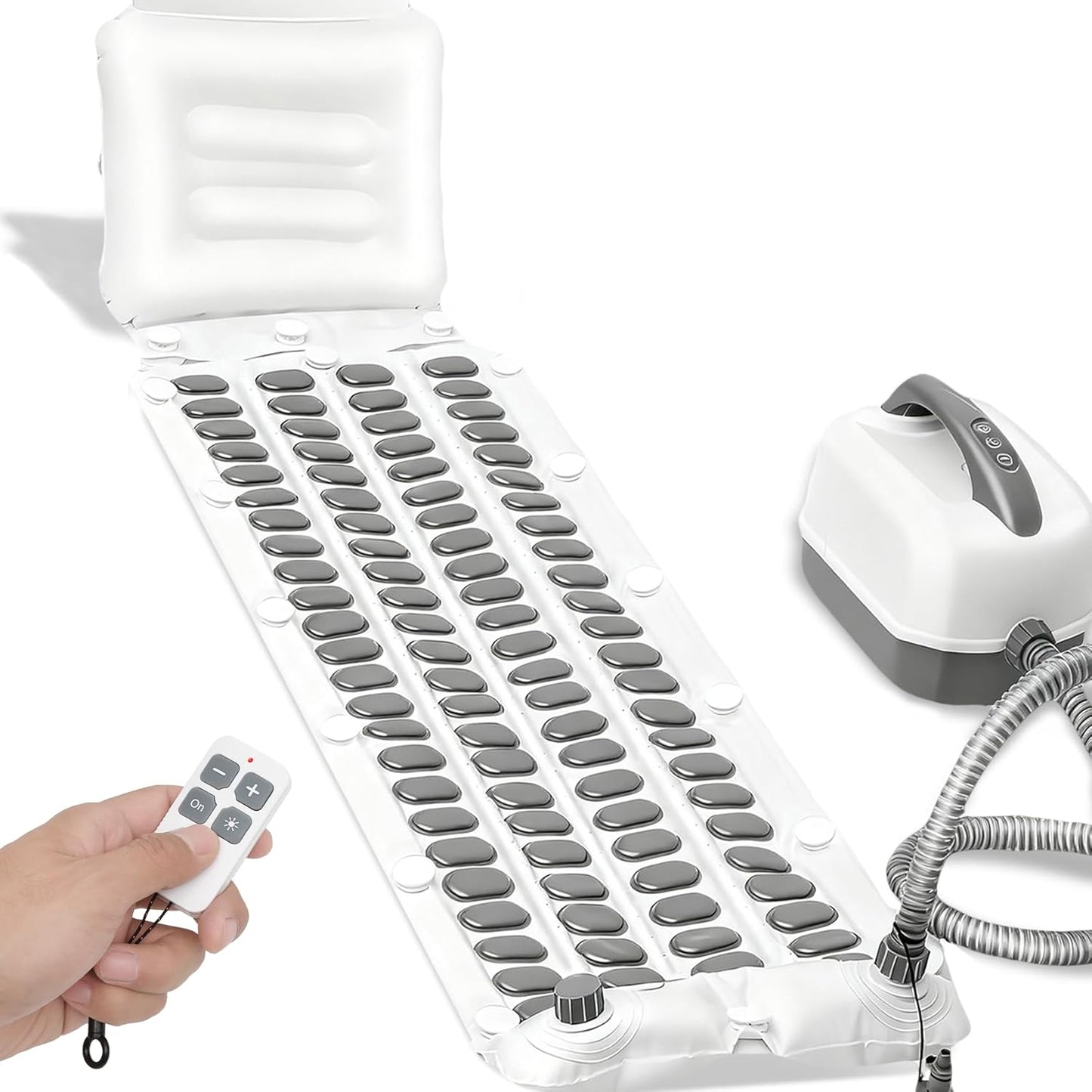 Portable Spa Bubble Bath Massager, Bubble Mat for Bathtub with Remote Control, 6-Speed Adjustable, w/ Suction Cup