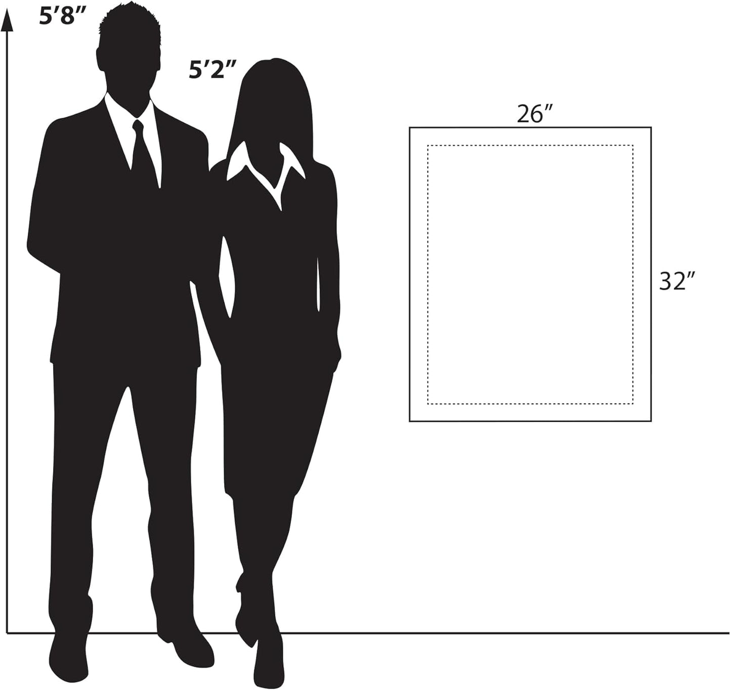 Floating Acrylic Wall Frame w/ Silver StandOff Caps: 22' x 28' Graphic Size, Overall Frame Size: 26'x32', Silver (Pack of 2)