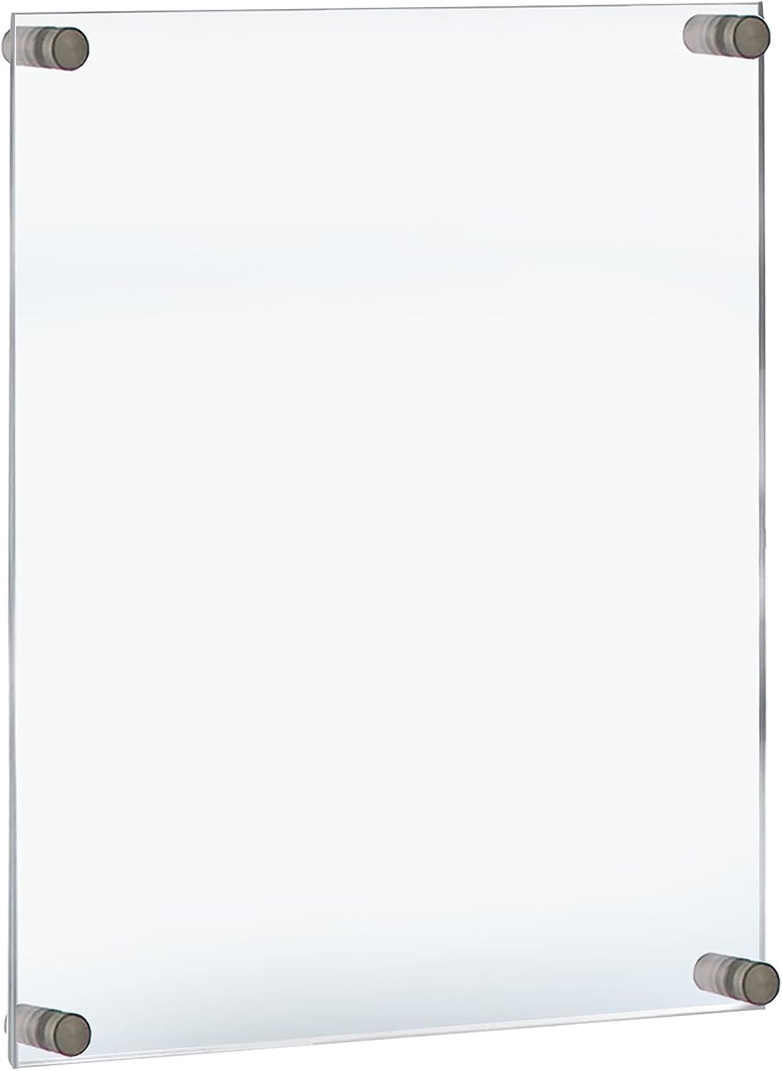 Floating Acrylic Wall Frame w/ Silver StandOff Caps: 22' x 28' Graphic Size, Overall Frame Size: 26'x32', Silver (Pack of 2)