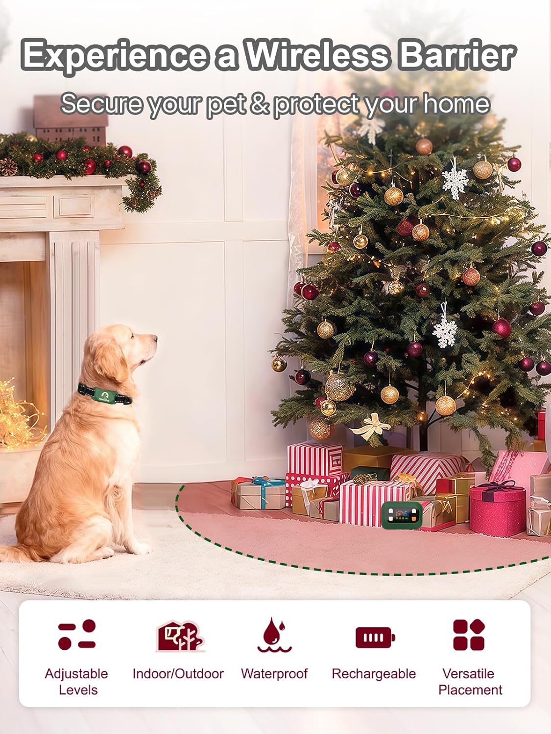 Indoor Outdoor Waterproof Barrier with Adjustable Range up to 8.2 ft,Adjustable Safe Static Intensity (Black & Green)