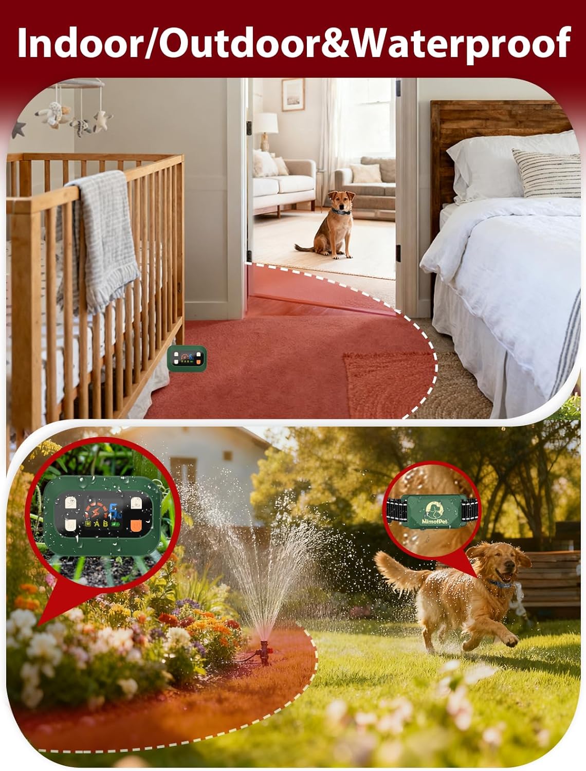 Indoor Outdoor Waterproof Barrier with Adjustable Range up to 8.2 ft,Adjustable Safe Static Intensity (Black & Green)