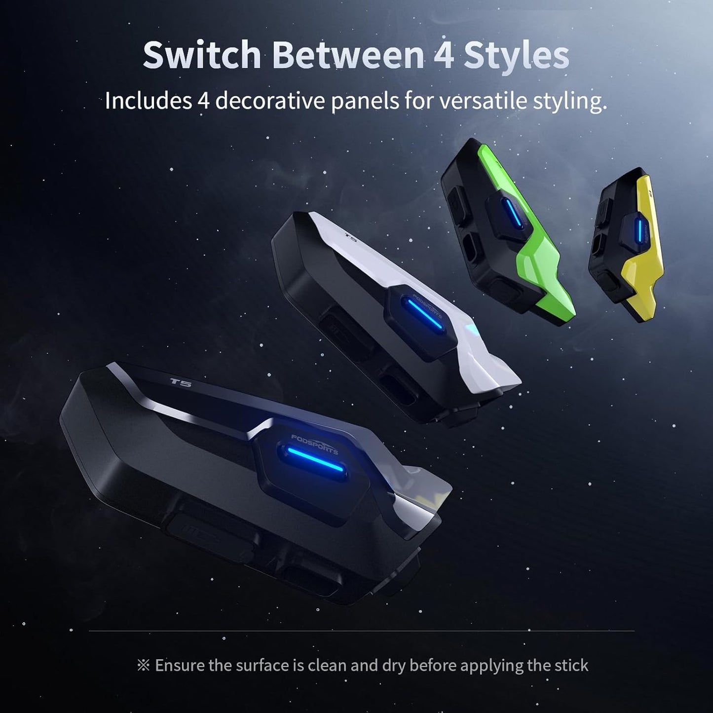 Fodsports T5 Motorcycle Helmet Bluetooth V5.4, 2-Way Helmet Intercom Communication Systems with Music Sharing