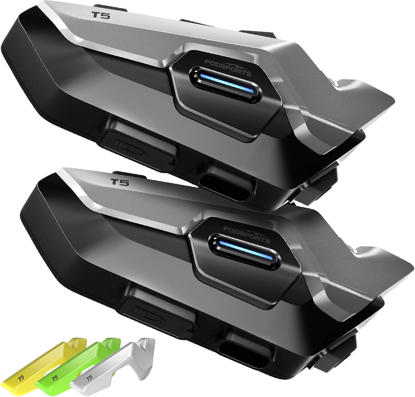 Fodsports T5 Motorcycle Helmet Bluetooth V5.4, 2-Way Helmet Intercom Communication Systems with Music Sharing