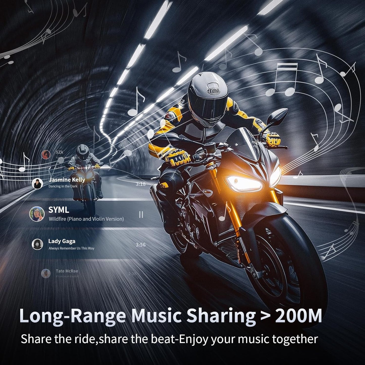 Fodsports T5 Motorcycle Helmet Bluetooth V5.4, 2-Way Helmet Intercom Communication Systems with Music Sharing