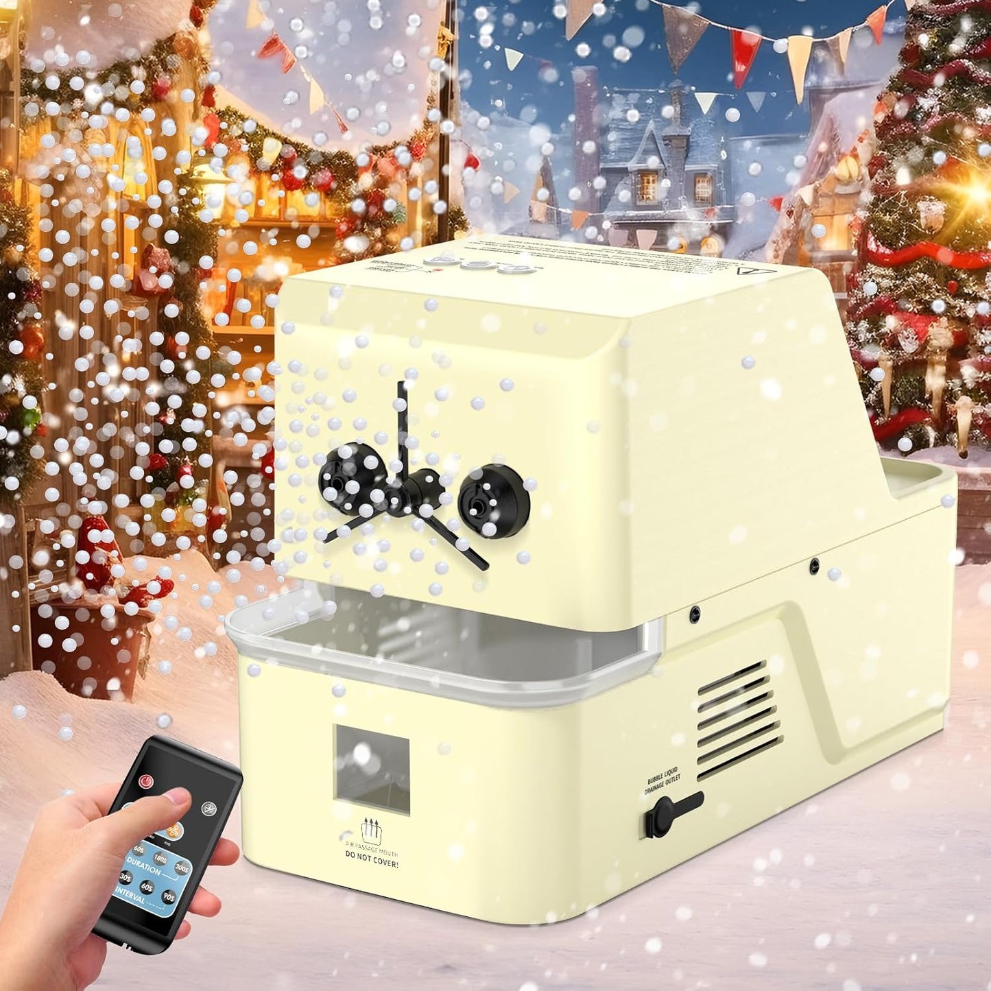 450W Fog Bubble Machine - Wireless Remote, High Output Tiny Fog Bubbles, Snow-Like Effect, Quiet