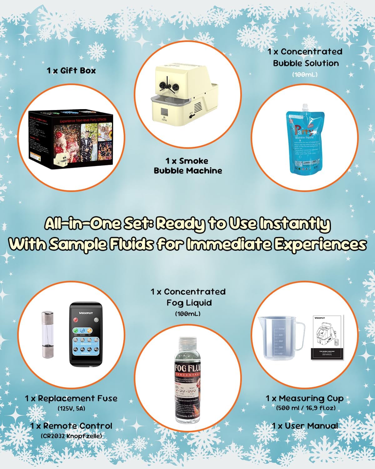 450W Fog Bubble Machine - Wireless Remote, High Output Tiny Fog Bubbles, Snow-Like Effect, Quiet