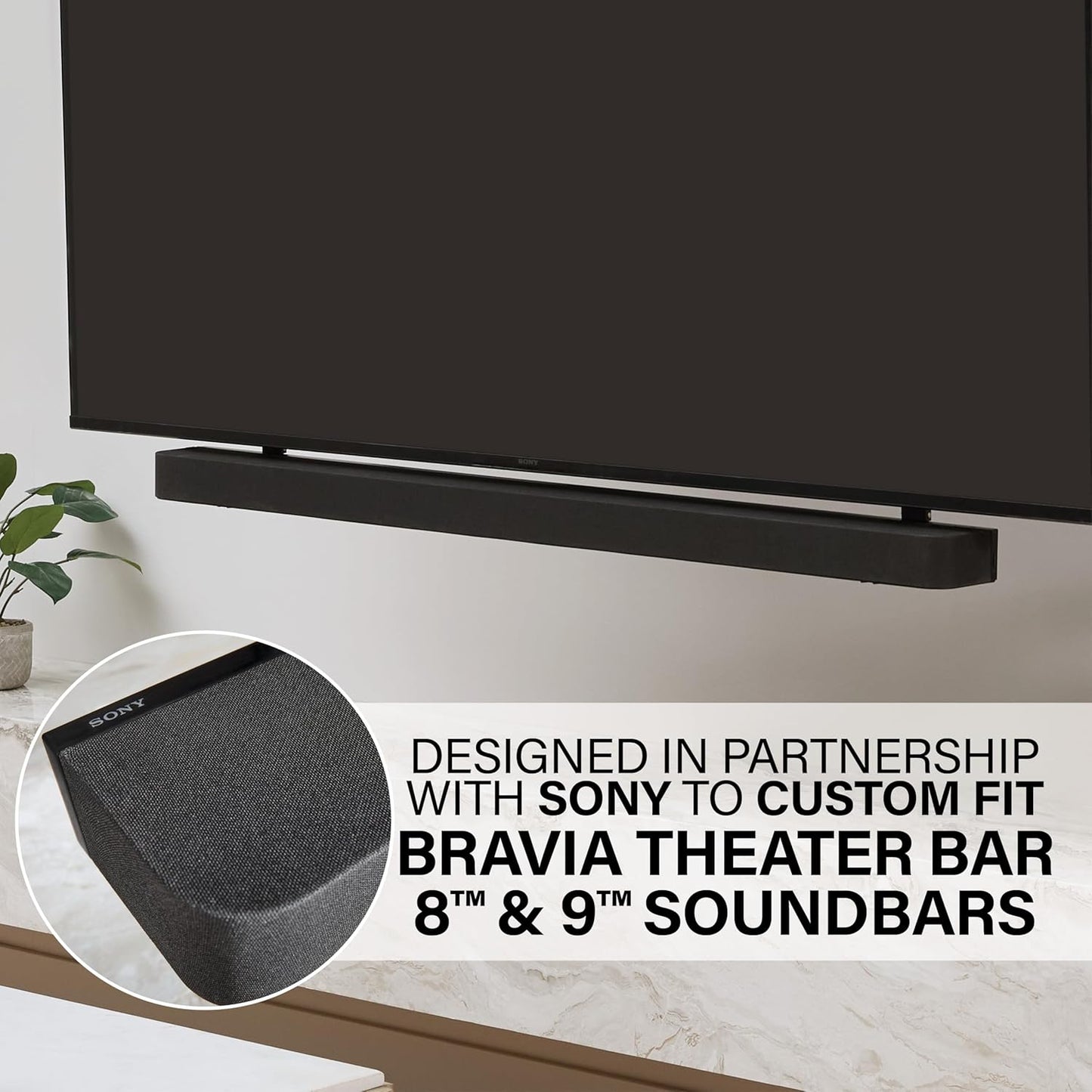 Height-Adjustable TV Soundbar Mount Compatible with Sony BRAVIA Theater Bar 8 & Bar 9 - Fits TVs 50 to 90 inches