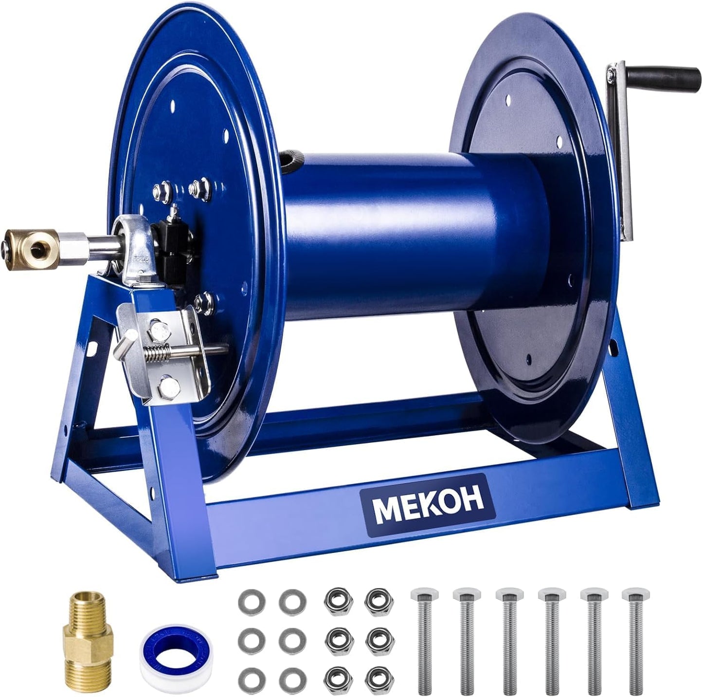 Hand Crank Power Washer Hose Reel 1/4'x455ft, with Trailer/Wall Mount, Requires Assembly, 3/8'x350ft