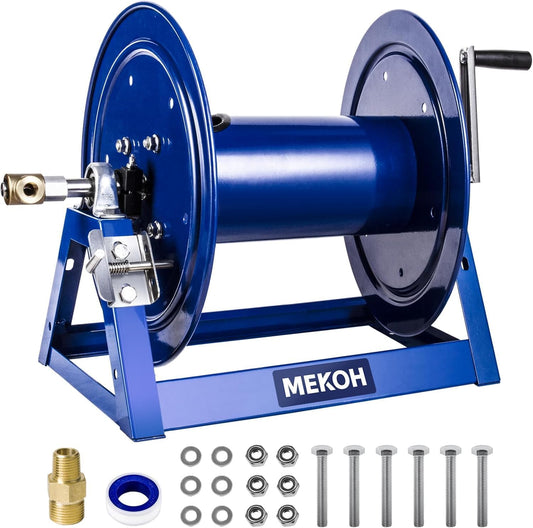 Hand Crank Power Washer Hose Reel 1/4'x455ft, with Trailer/Wall Mount, Requires Assembly, 3/8'x350ft