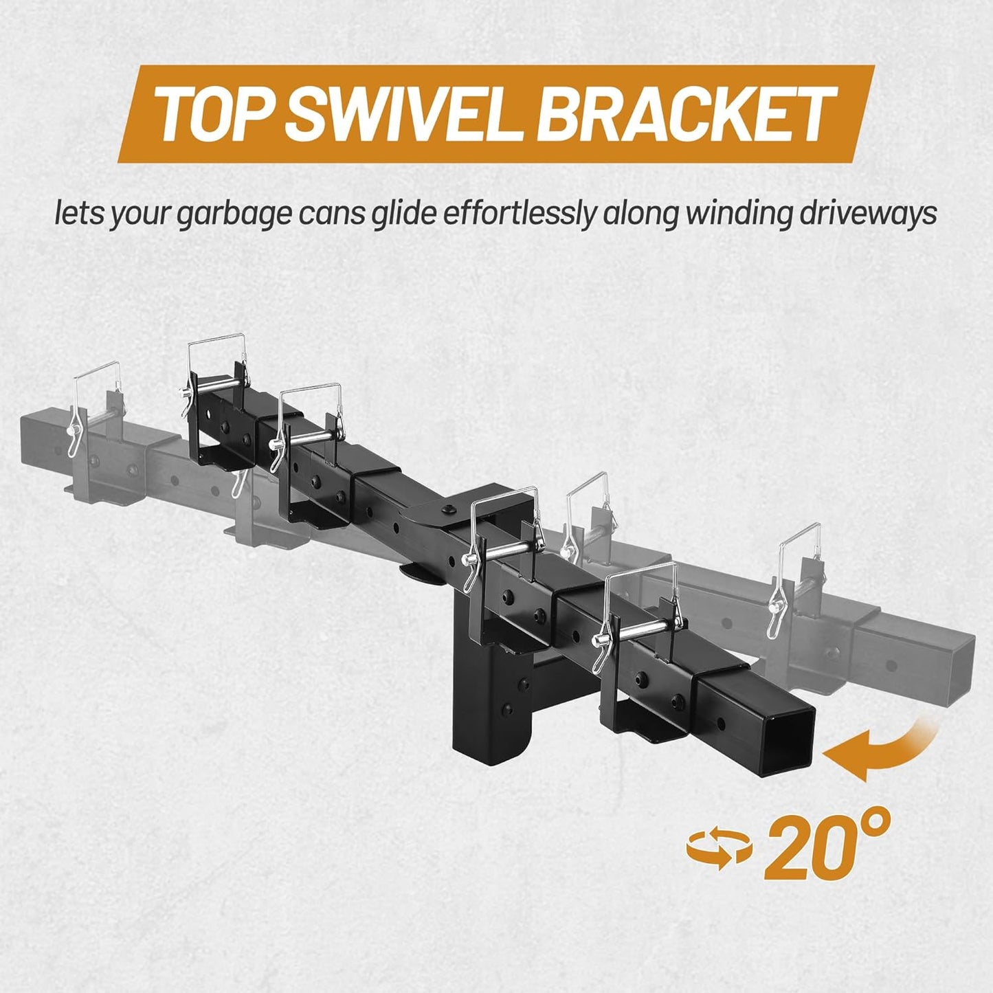 Heavy-Duty Dual Trash Can Hauler, 2' Receiver Wheeled Hitch for Easy Outdoor Transport Fit Truck Golf Cart ATV